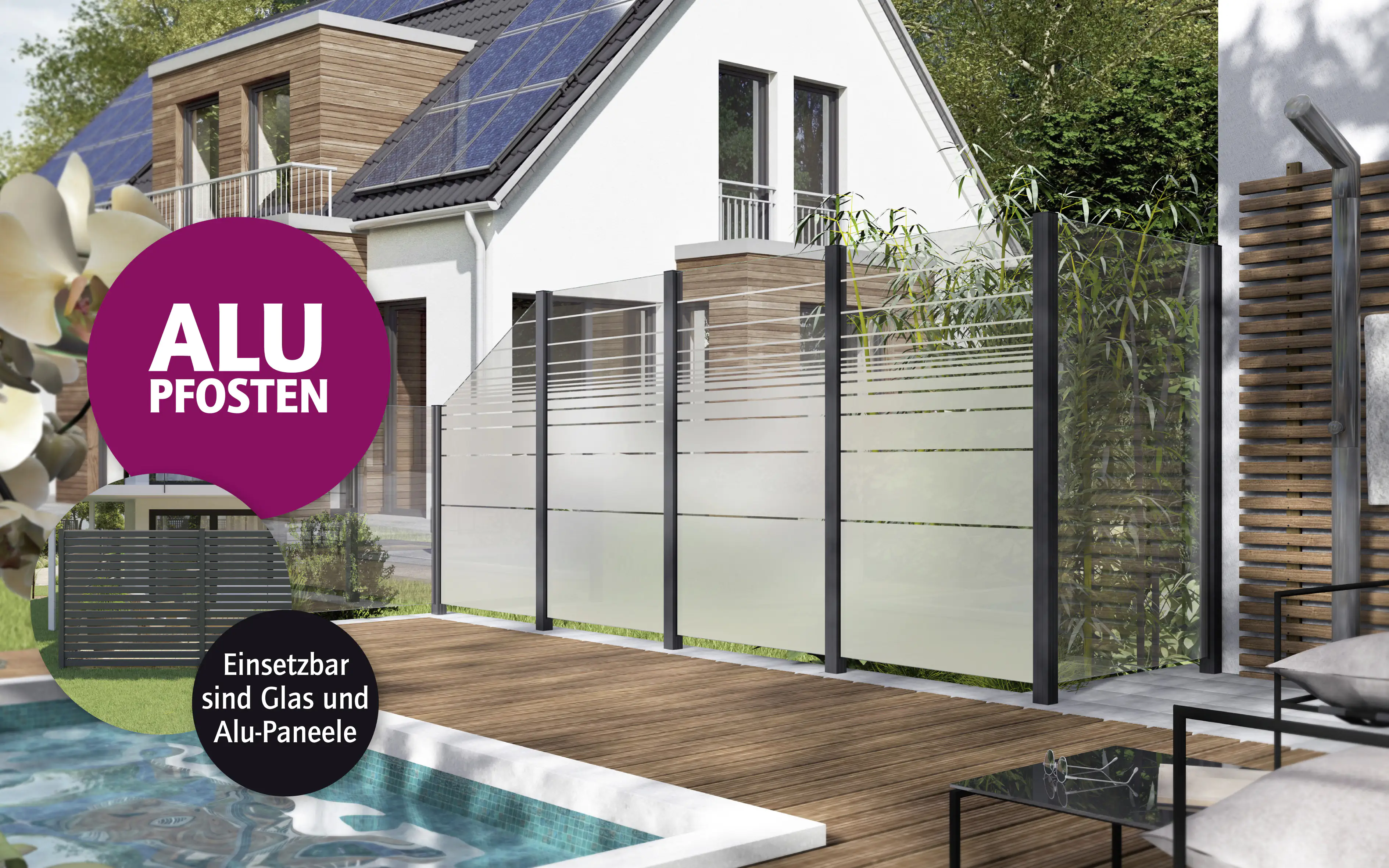 Ambiente Aluminium-Pfosten 240 cm, 68 x 68 mm, Anthrazit Struktur 7016