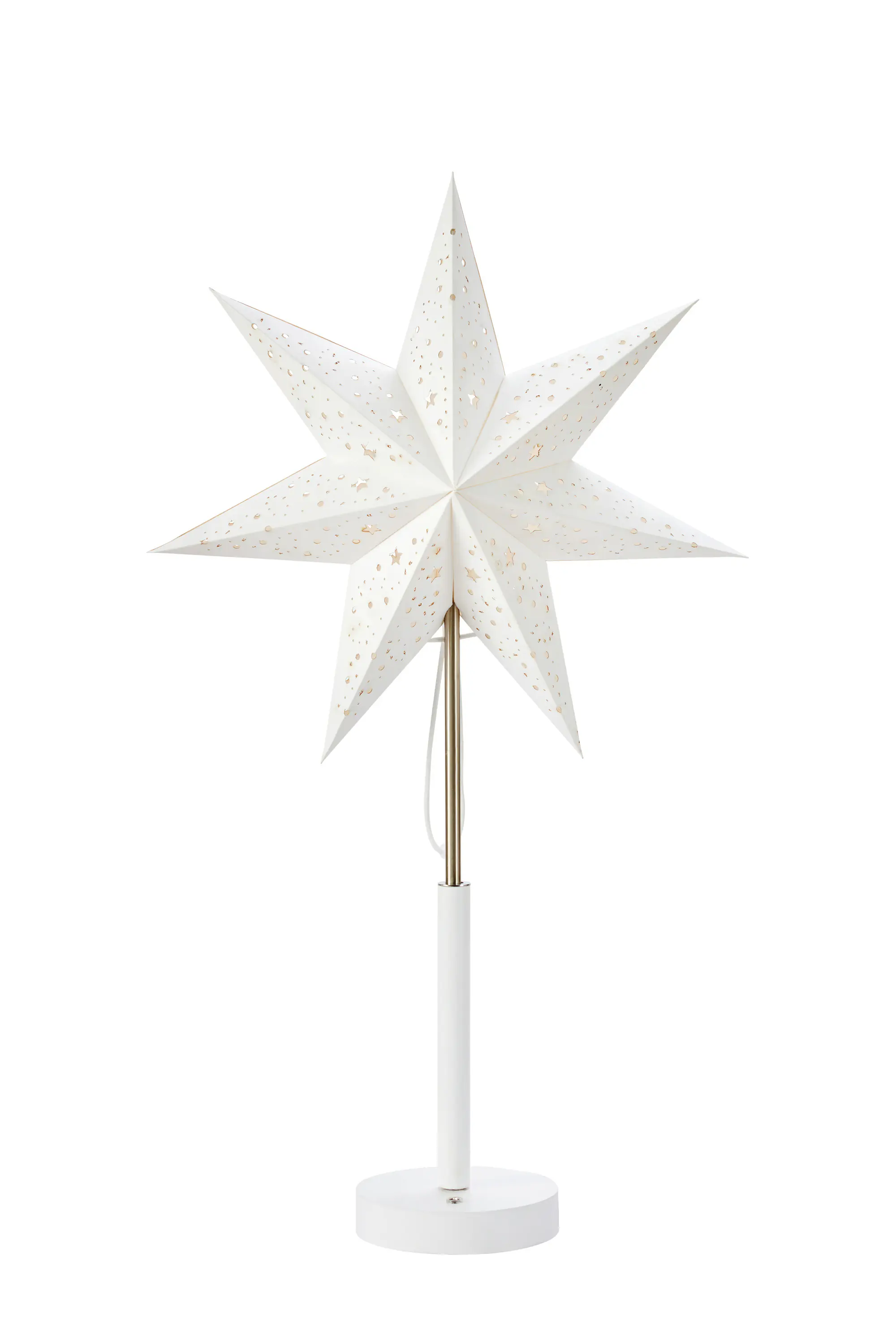 LED Tischlampe Stern Noella wiederaufladbar Papier Ø 35 cm weiß-stahl