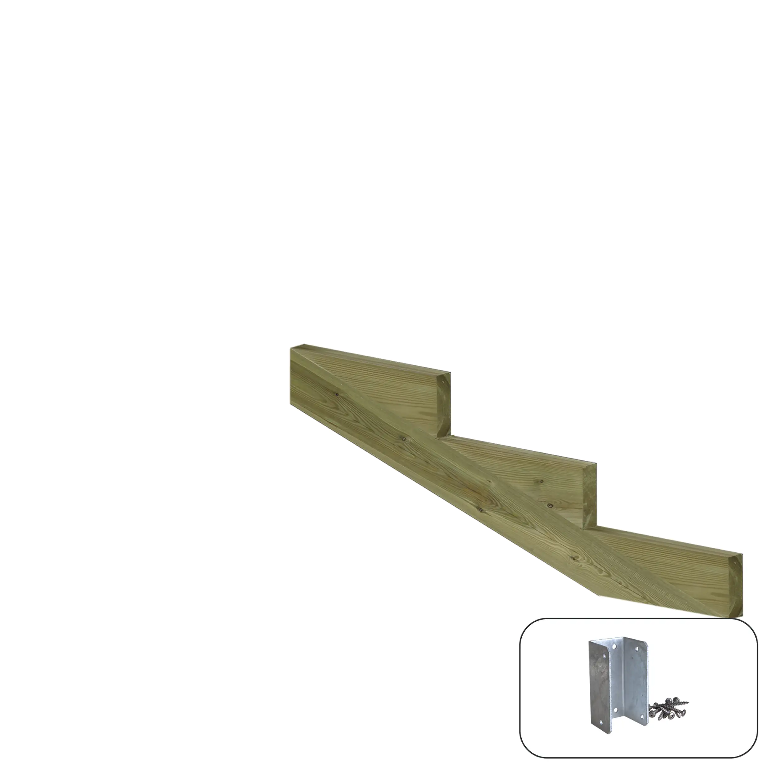 Plus Treppenwange Kiefer 13 cm Stufenhöhe mit Beschlag