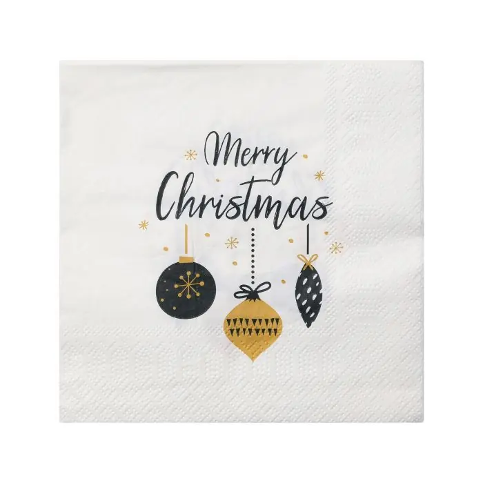 Eglo Servietten Merry Christmas Kugeln weiß 16,5 x 16,5 cm - 20er Pack