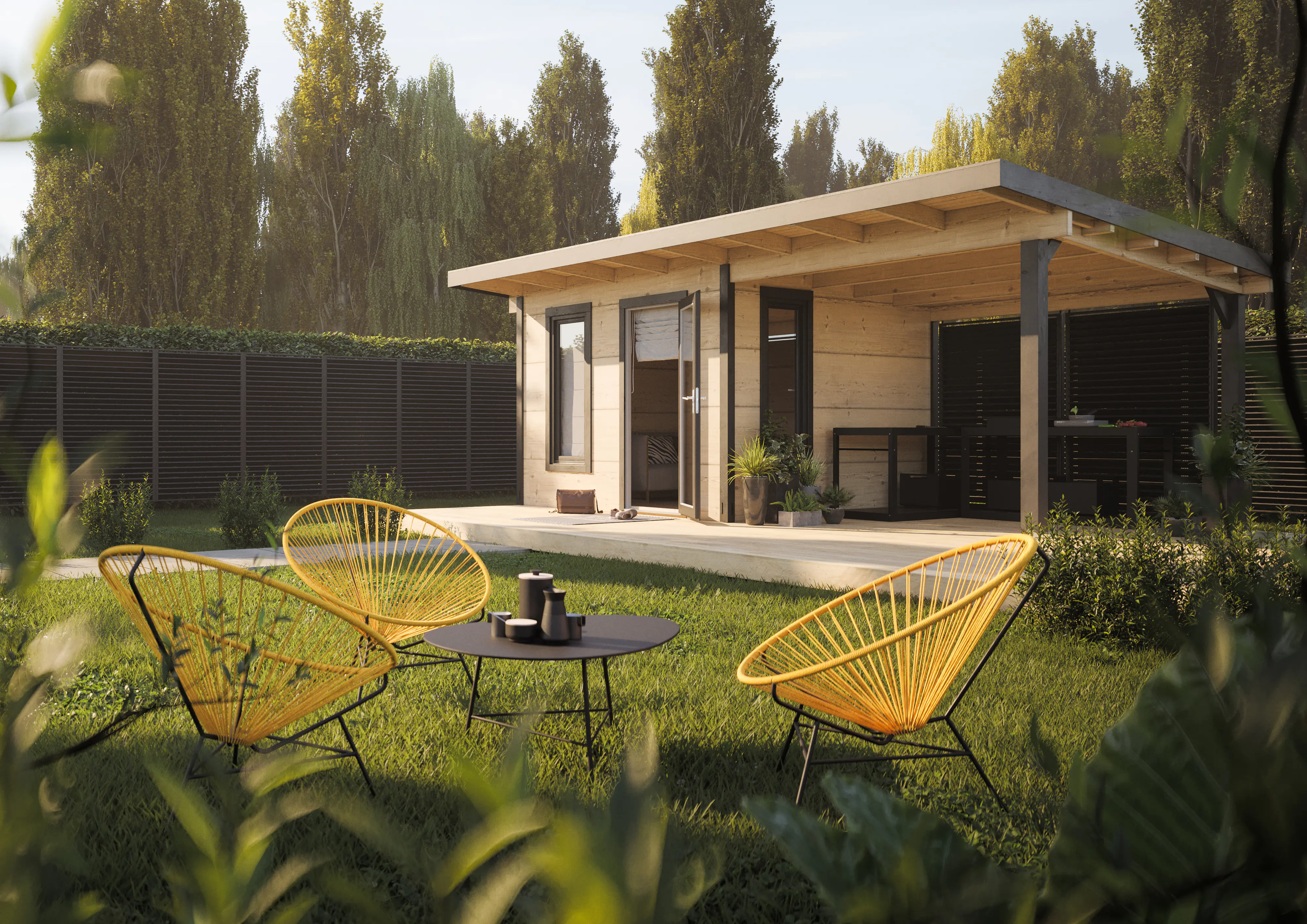 Palmako Gartenhaus Holz Grace 561 x 290 cm naturbelassen
