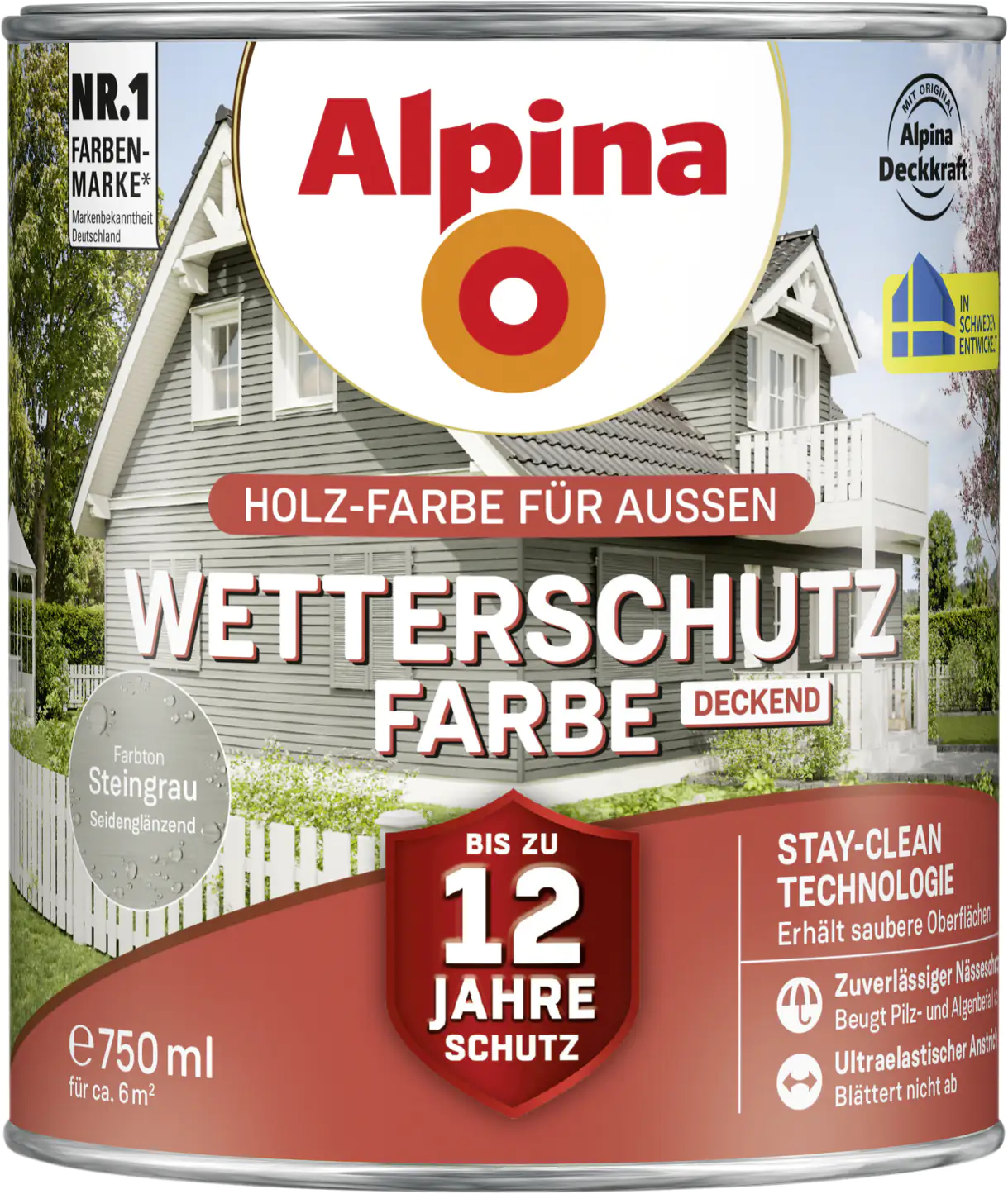 Alpina Wetterschutzfarbe 0,75 L steingrau