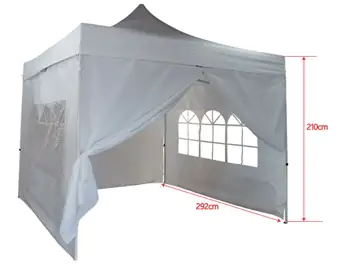 TrendLine Seitenteile für Faltpavillon 292 x 210 cm weiß 4 Stück