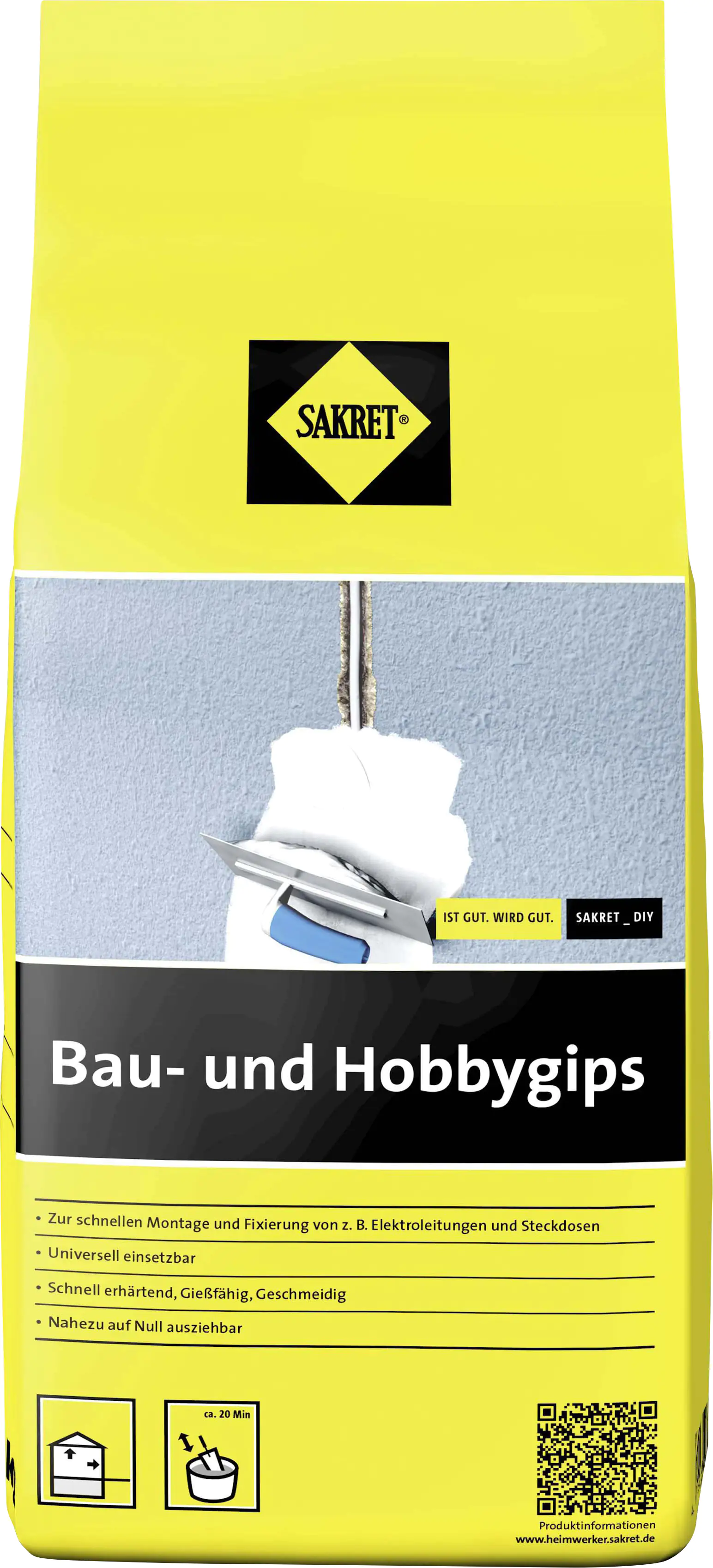 SAKRET Bau- und Hobbygips 5 kg Beutel weiß