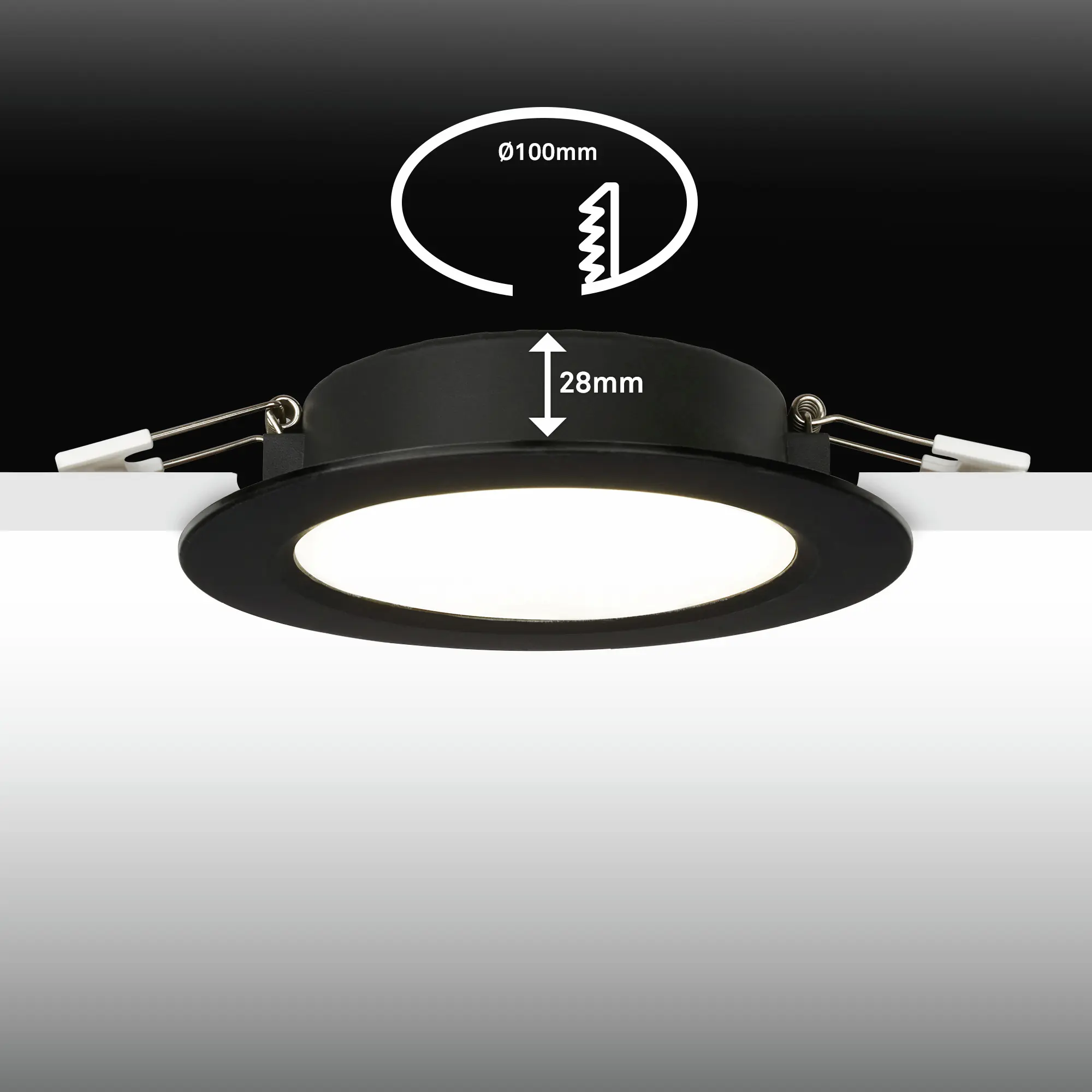 Briloner LED Einbauleuchten Jeft Ø 12 x 2,8 cm neutralweiß schwarz 3er-Set