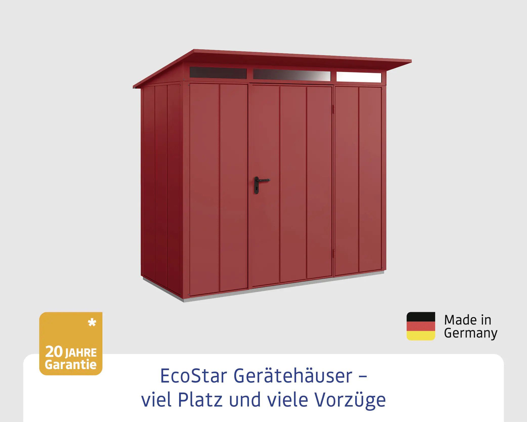 EcoStar Gerätehaus Elegant-P Typ 1 purpurrot 247,9 x 153 x 228,6 cm