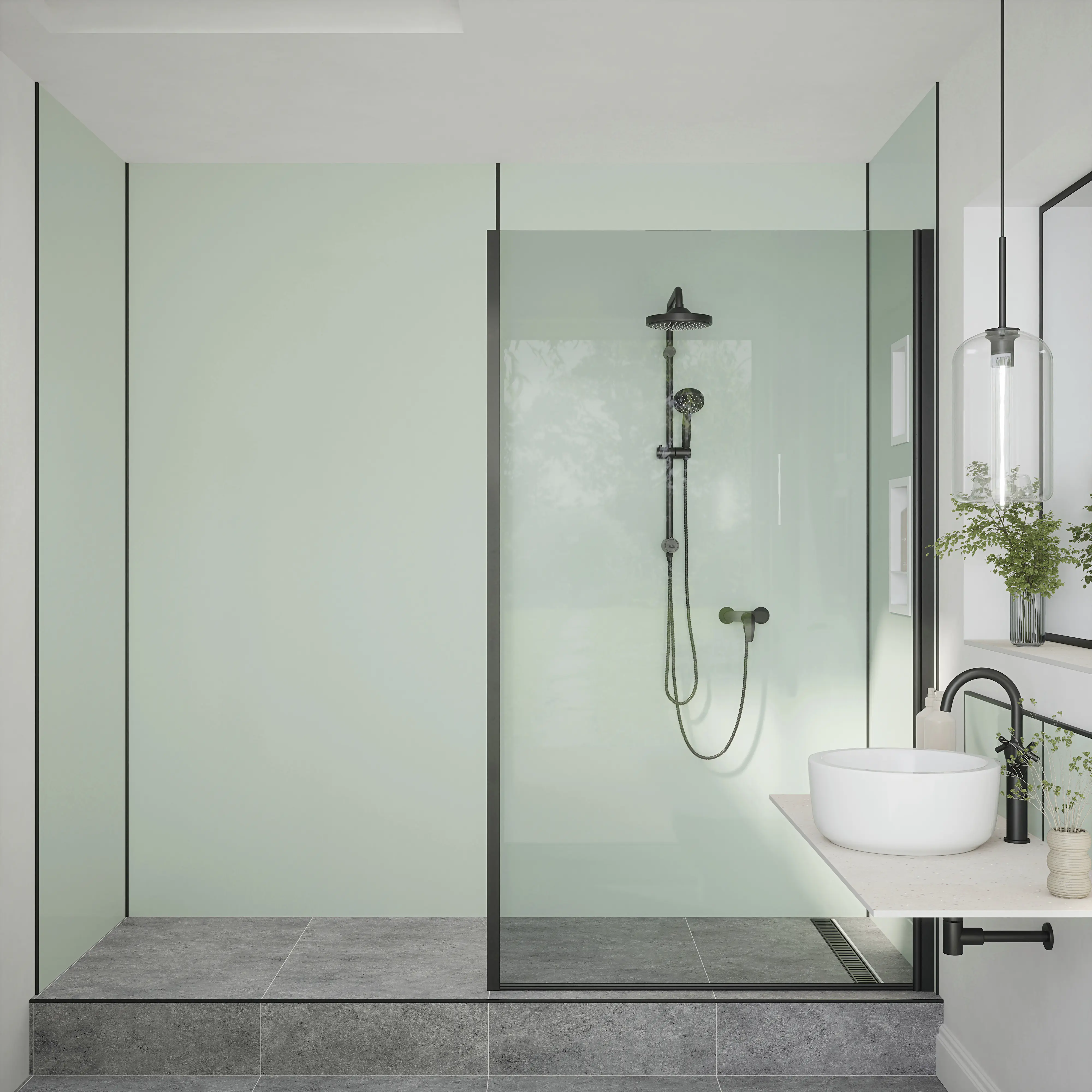 Wetwall Alloy Wandpaneel  Terra Grey/Seabreeze Green 90 x 244 cm