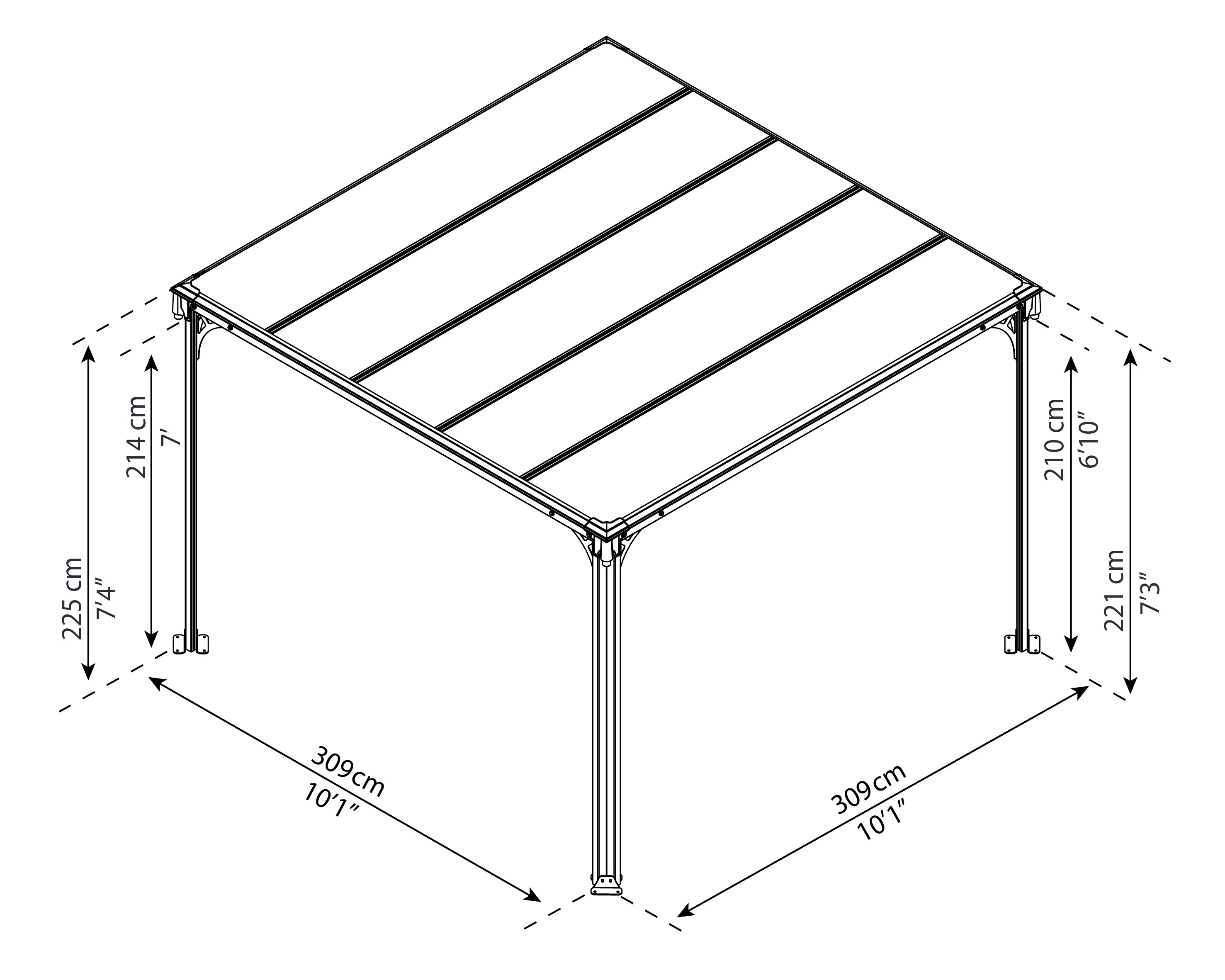Canopia Pavillon Milano 309 x 309 cm grau
