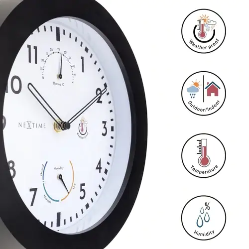 Nextime Außenwanduhr Daisy Ø 25,5 cm
