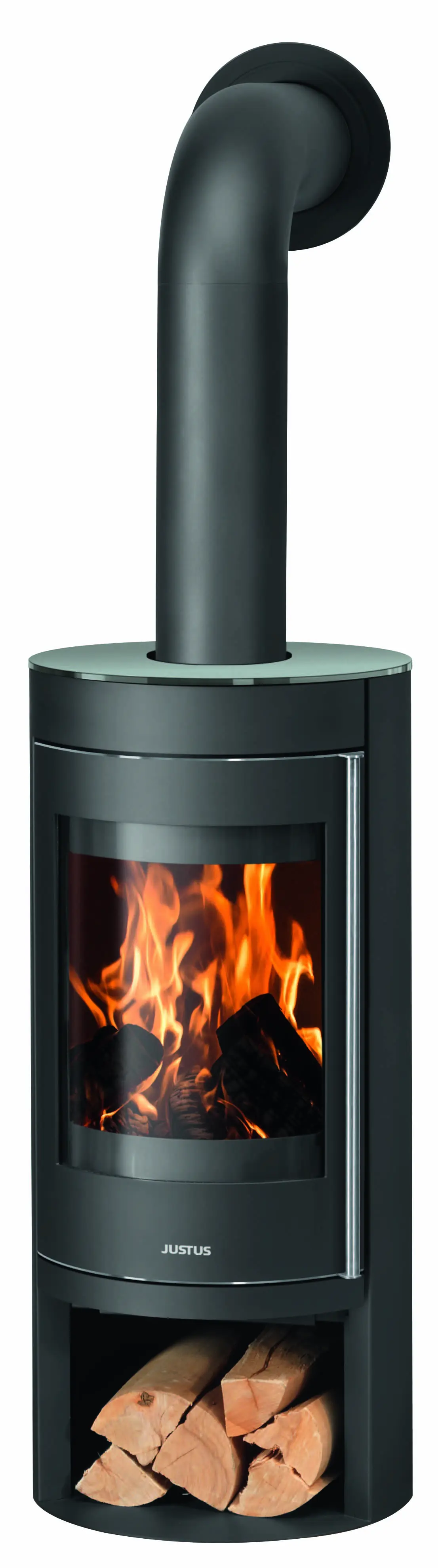 Justus Kaminofen Mino 2.0 Stahl schwarz mit Abdeckplatte Glas 5,5 kW