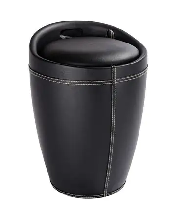 Wenko Wäschesammler Candy in Lederoptik 20 l, schwarz