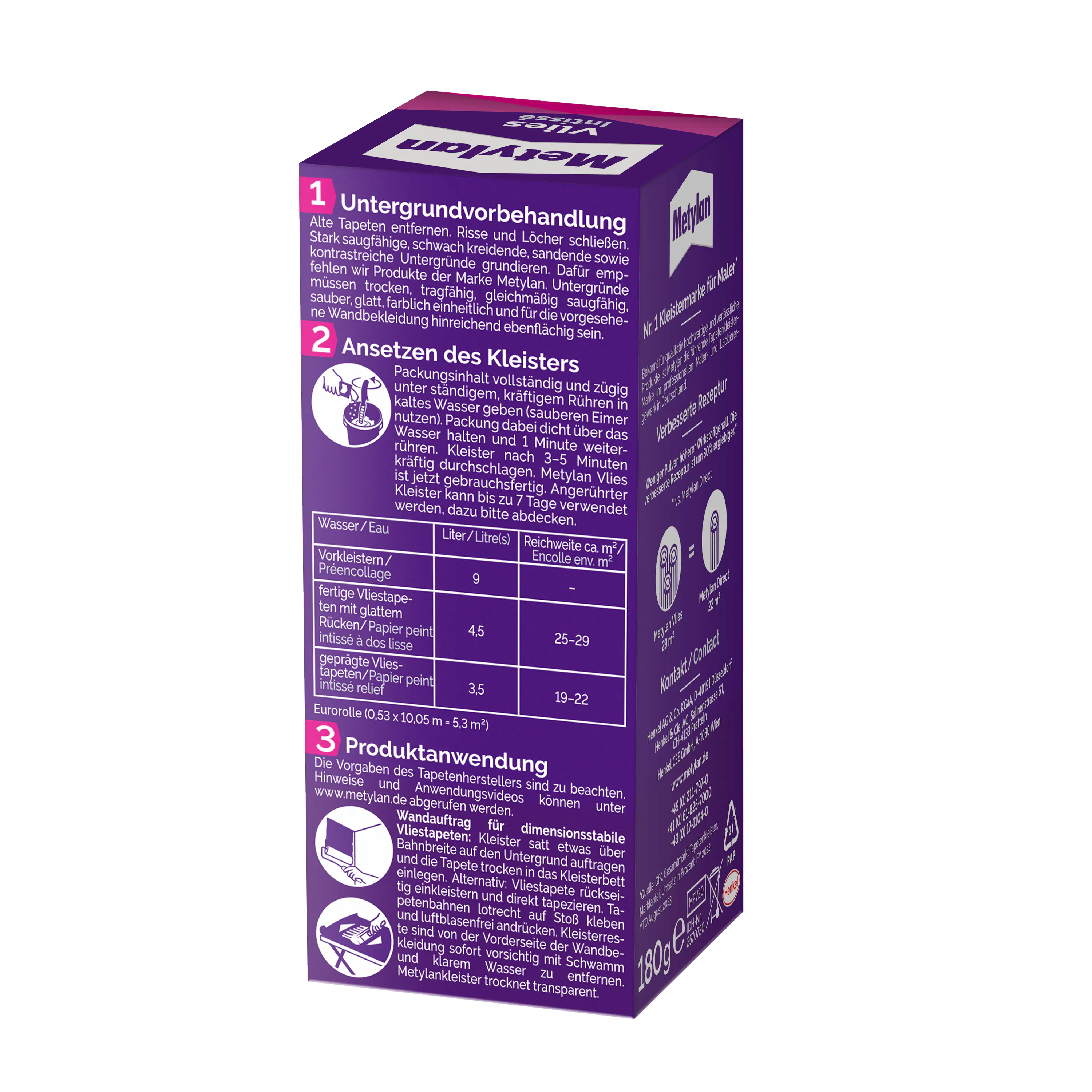 Metylan Vlies Tapetenkleister 180 g Paket, trocknet transparent