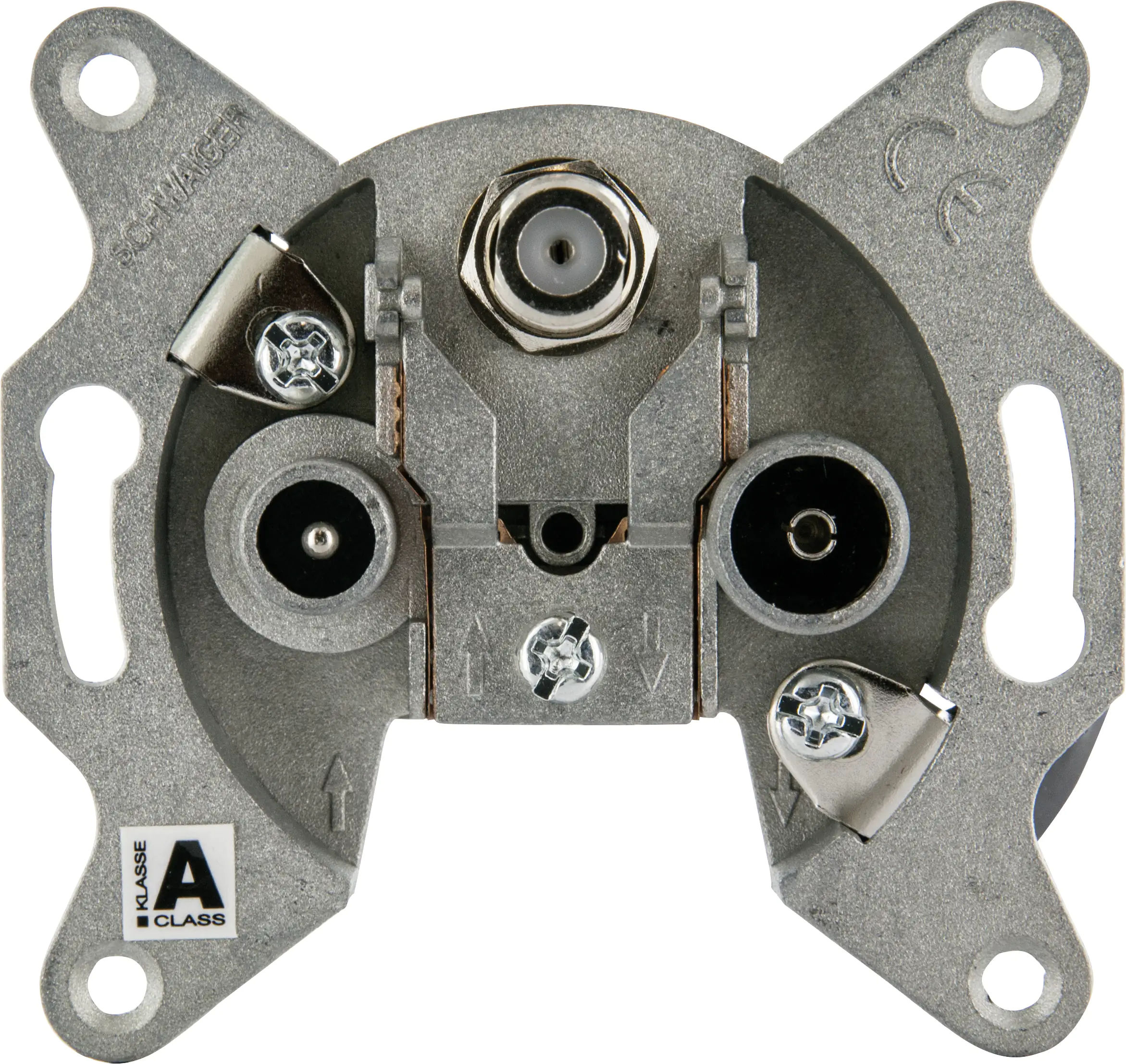 Schwaiger SAT Einzel-Stichleitungsdose DSE650 531 (2,5dB), F IEC silber, 3-Loch, 1x F / 2x IEC
