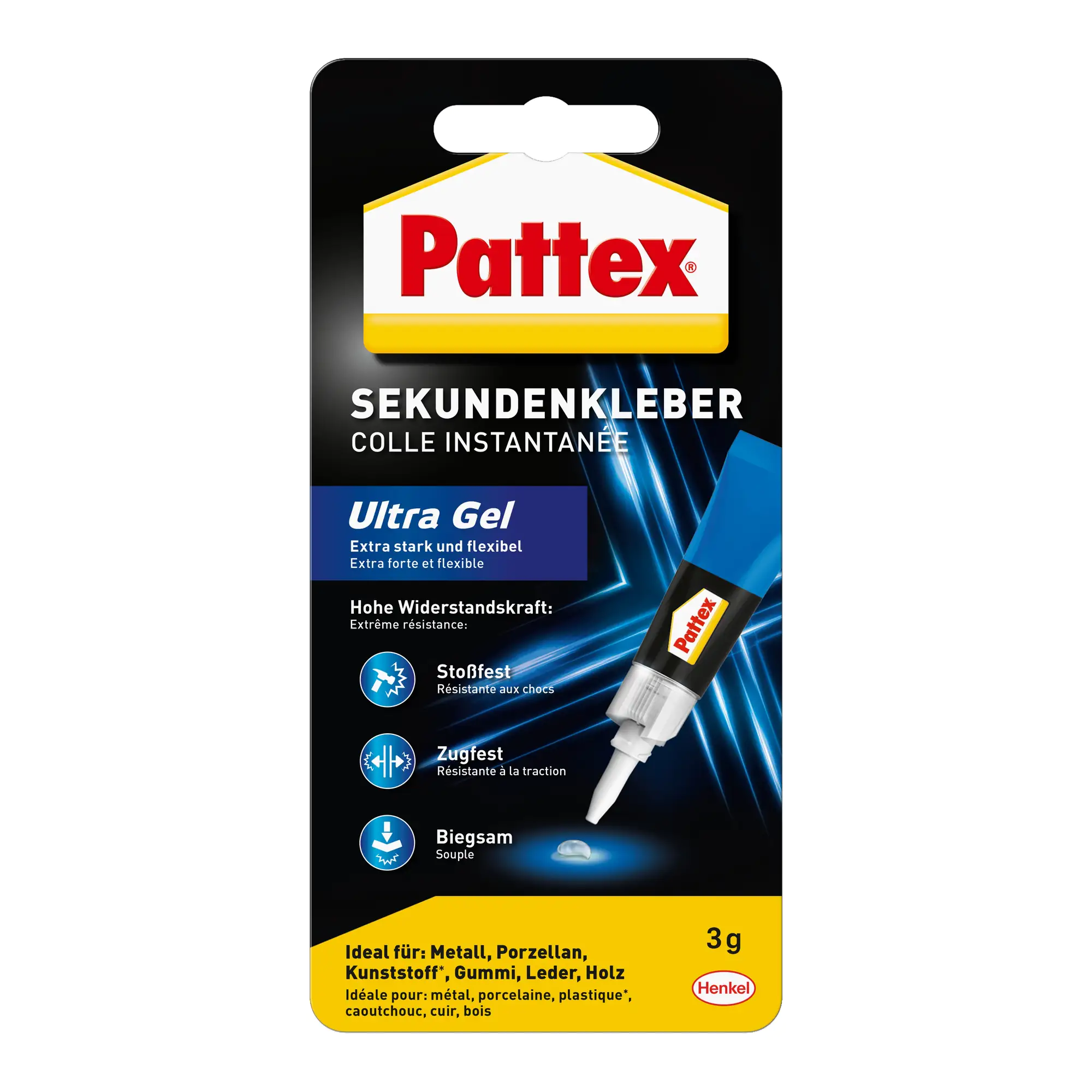 Pattex Sekundenkleber Ultra Gel 3 g Tube, farblos