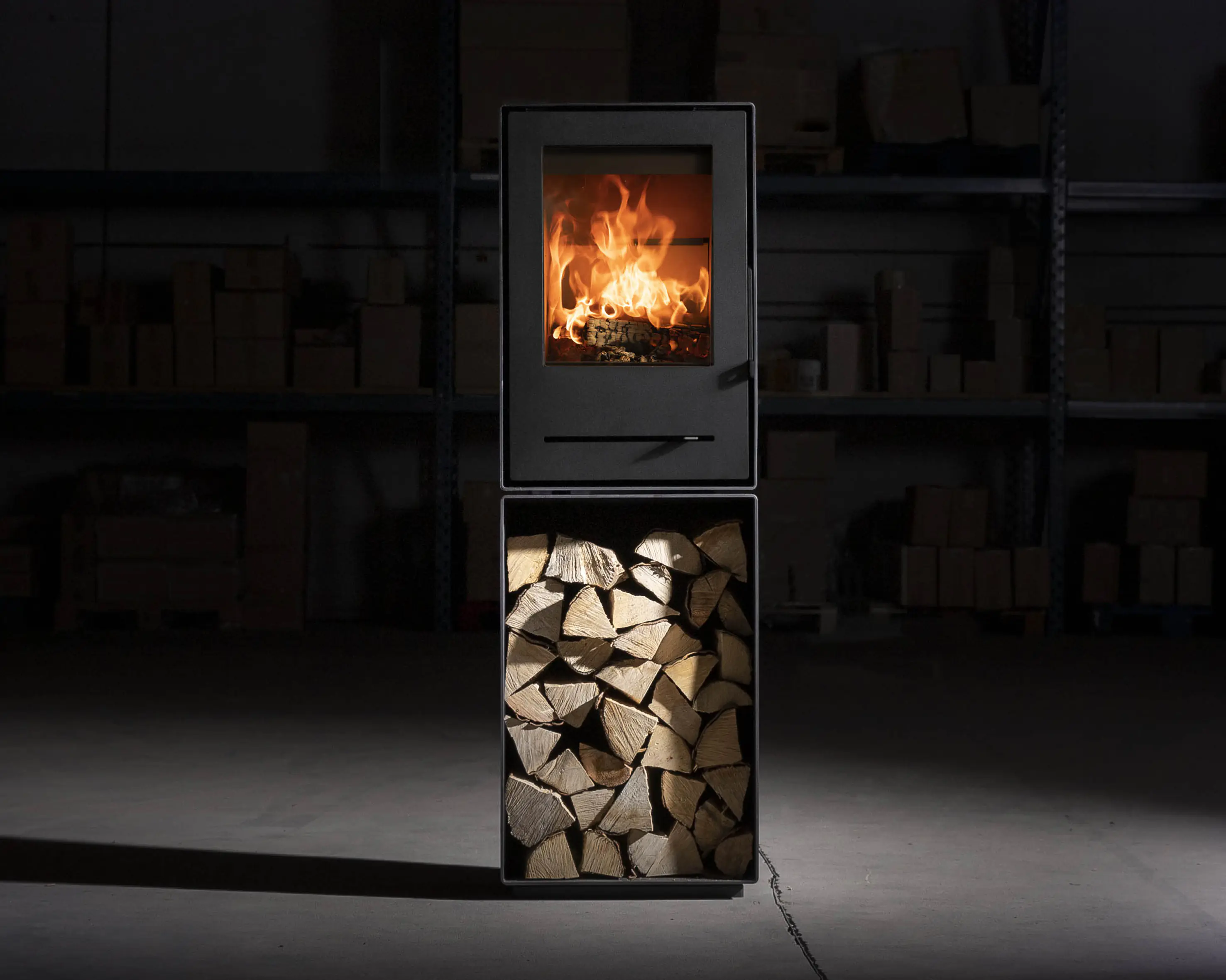FireFix Große rechteckige Kombinationsbox zu Kaminofen Nele 66,7 x 44,2 x 35,5 cm schwarz