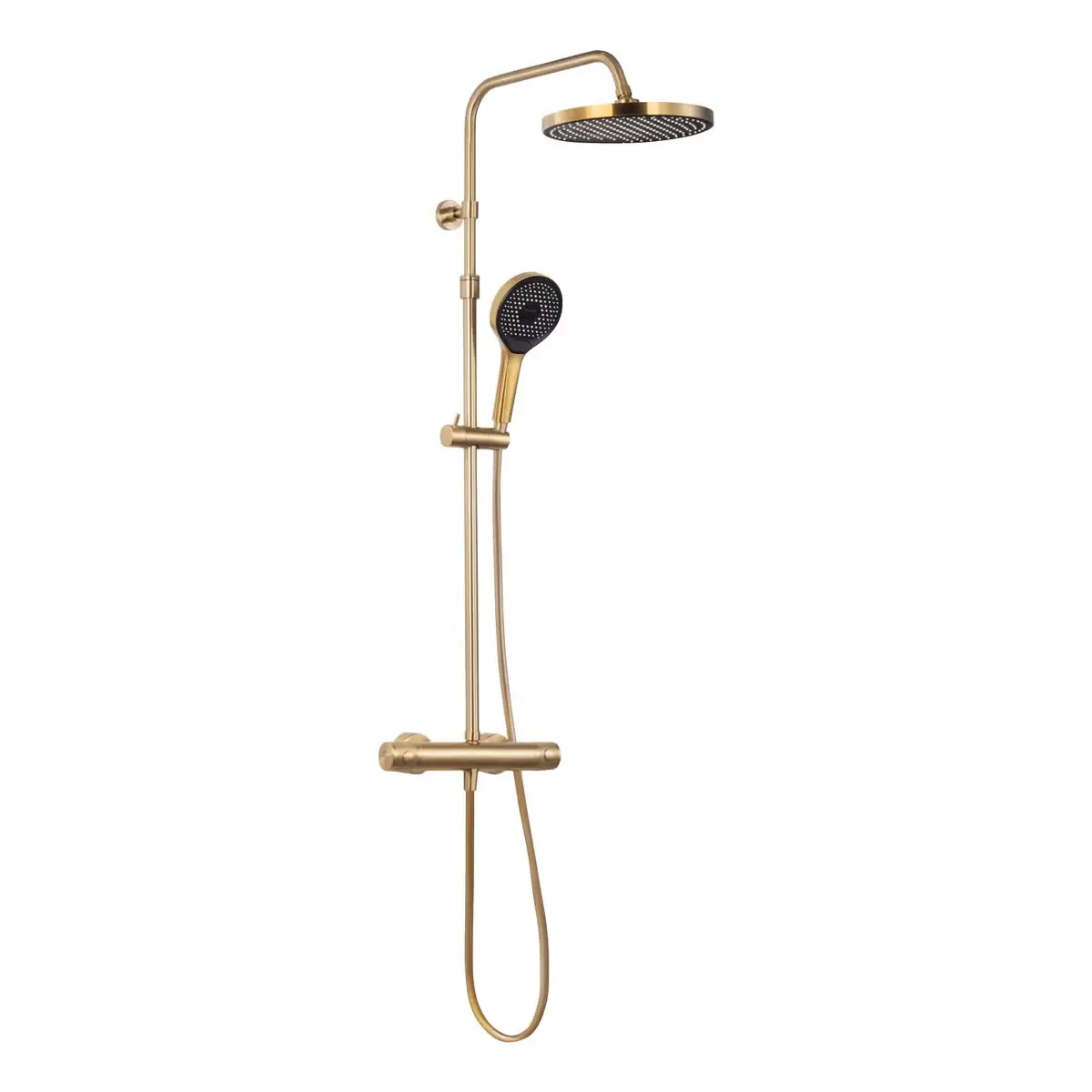Schöner Wohnen Duschsystem mit Thermostat Glaia Wassersparend mattgold