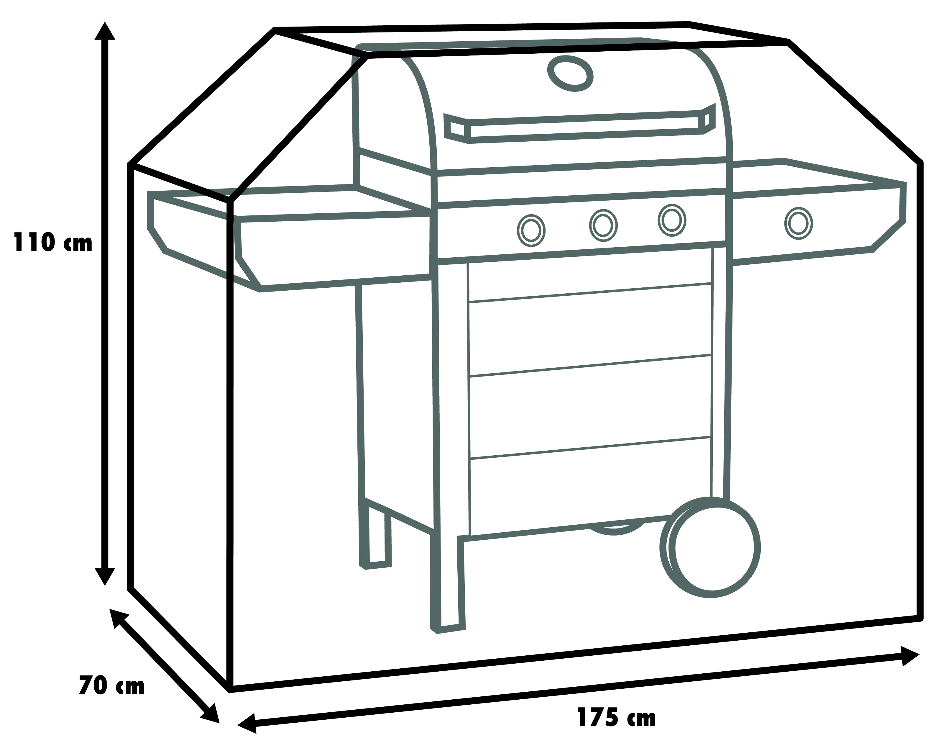 Primaster Schutzhülle für Gasgrills und Grillwagen 175 x 70 x 110 cm