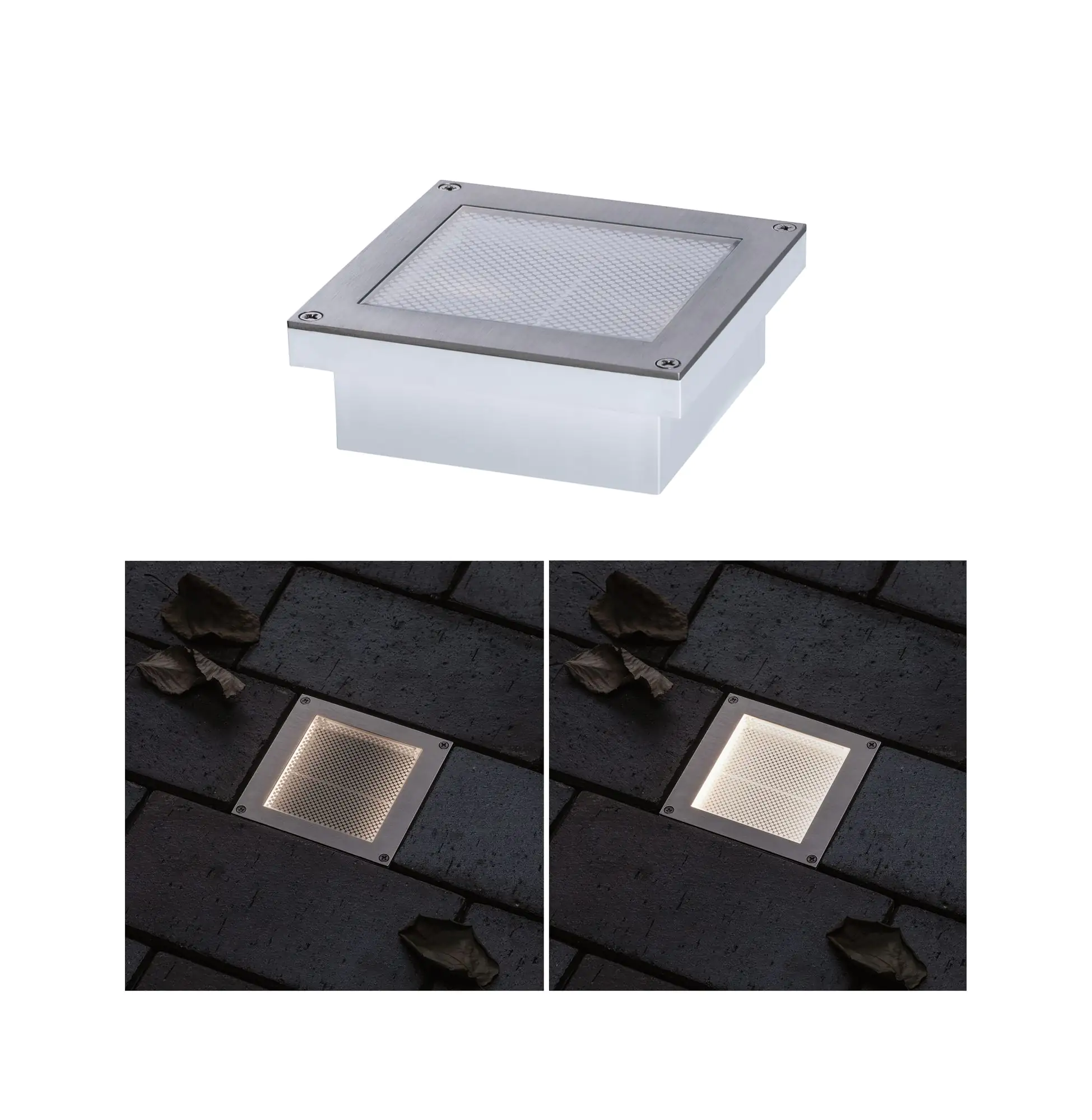 Paulmann LED Außen-Bodeneinbauleuchte Brick alu-grau 10 x 10 cm warmweiß