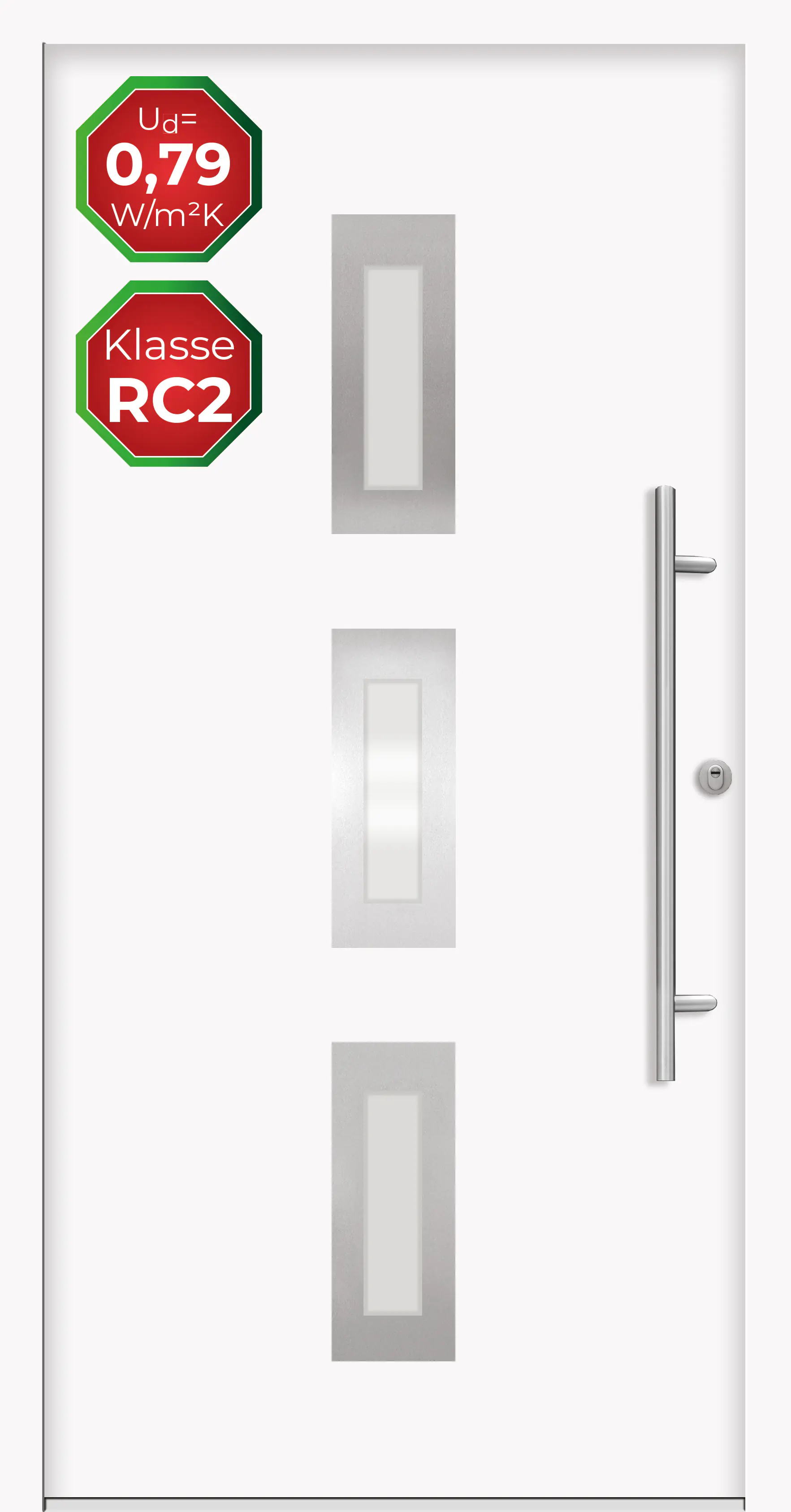 Splendoor Haustür Passivedoor Premium B02 RC2 Weiß DIN Rechts 110 x 210 cm