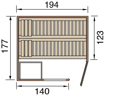 Weka Element-Ecksauna Varberg 2 mit Glastür und Fenster