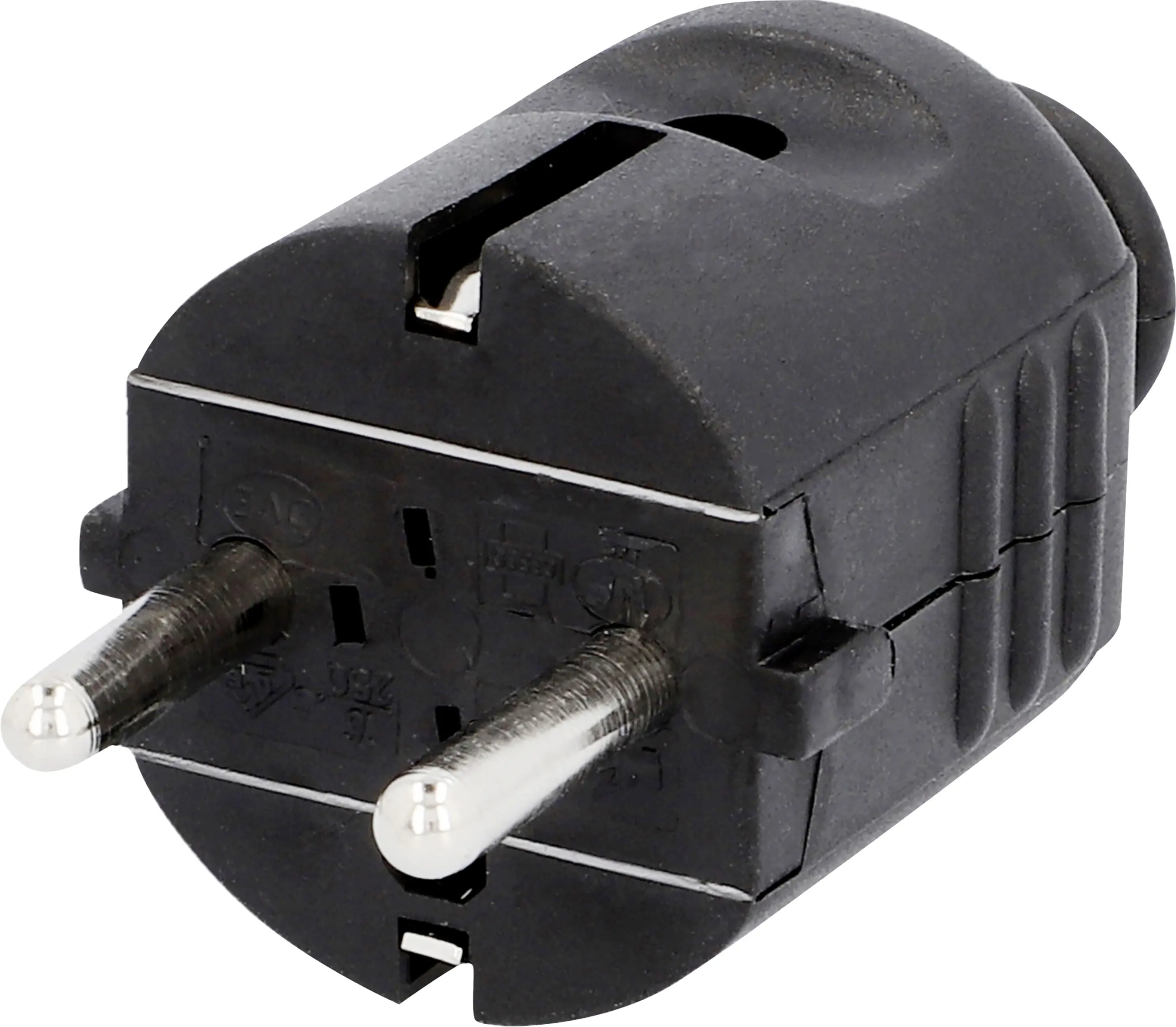 Schutzkontakt-Stecker mit Knickschutz, schwarz