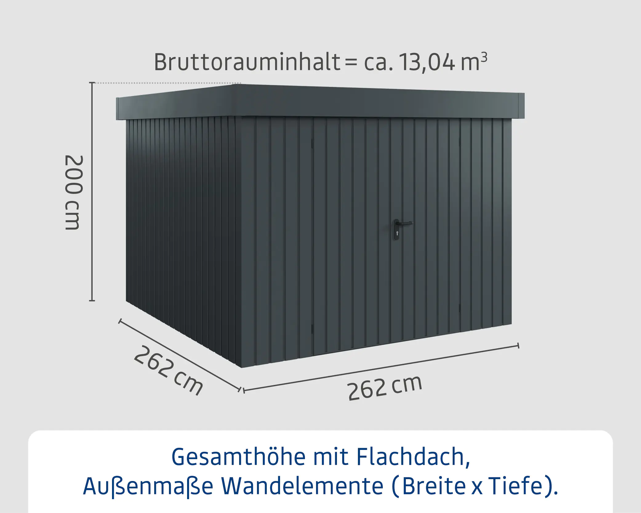 EcoStar Metallgerätehaus Euroline EFD10 anthrazit 262 x 262 cm 2-flg.