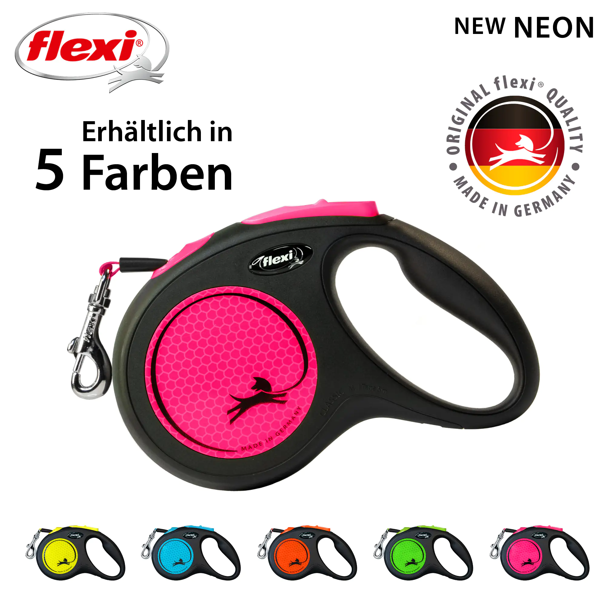 Flexi Hundeleine New Neon Gurt M neonpink