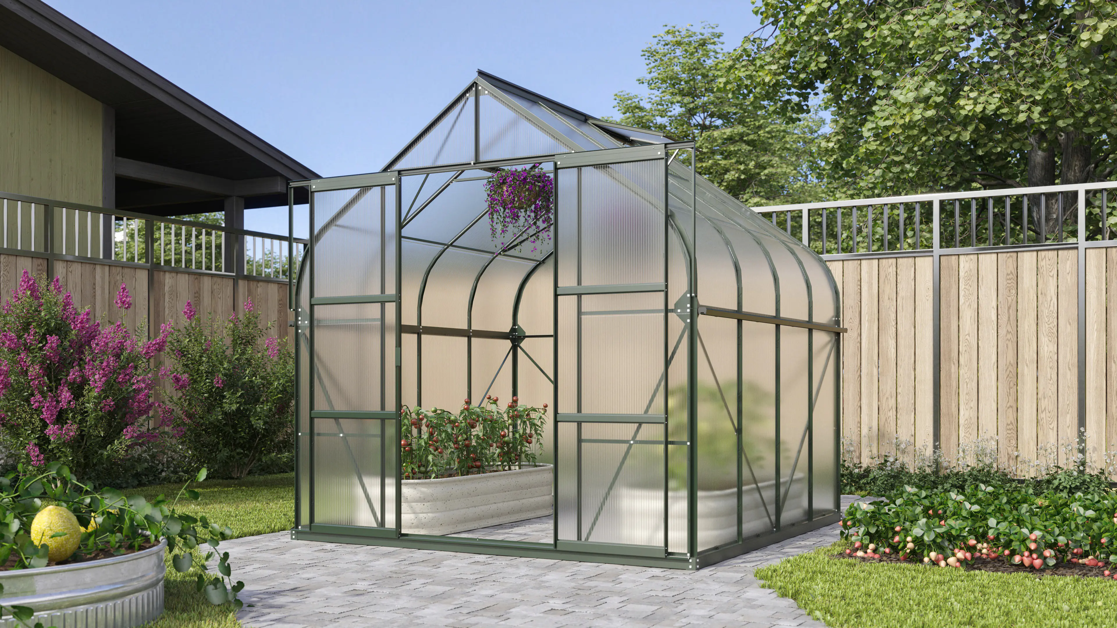 Vitavia Gewächshaus-Set Dione 6700 HKP 4 mm smaragd 254 x 254 cm 