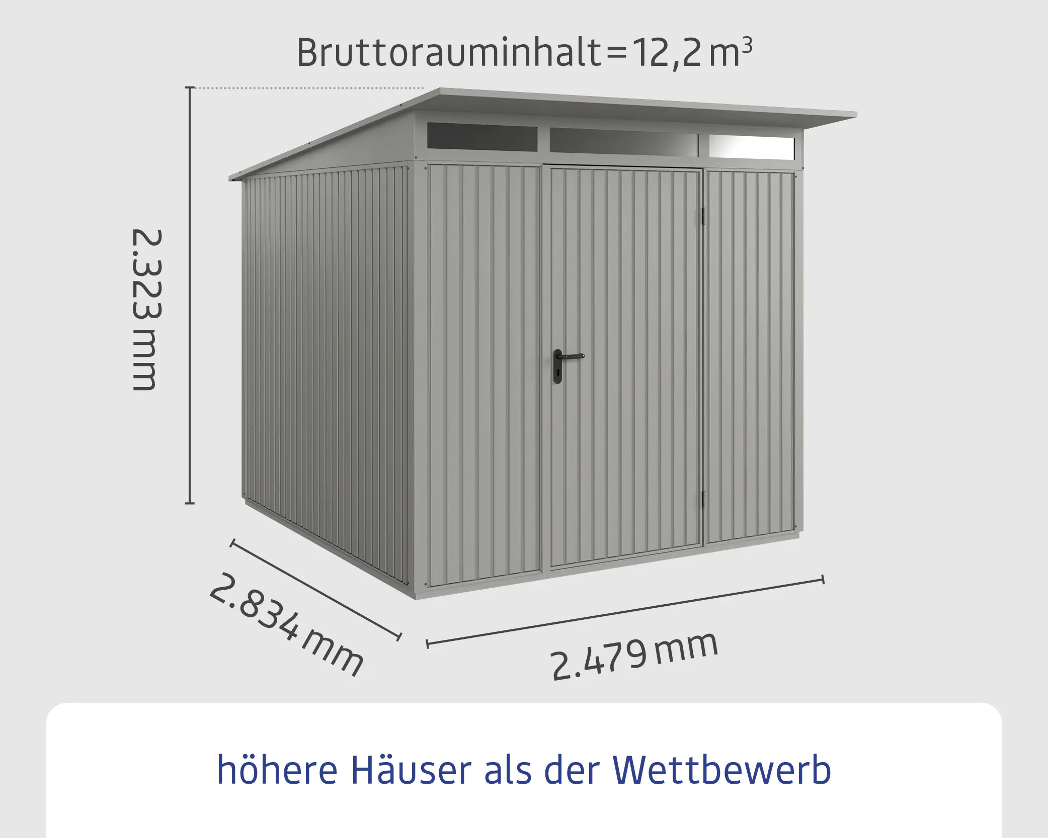 EcoStar Gerätehaus Trend-P Typ 2 graualuminium 247,9 x 283,4 x 232,3 cm