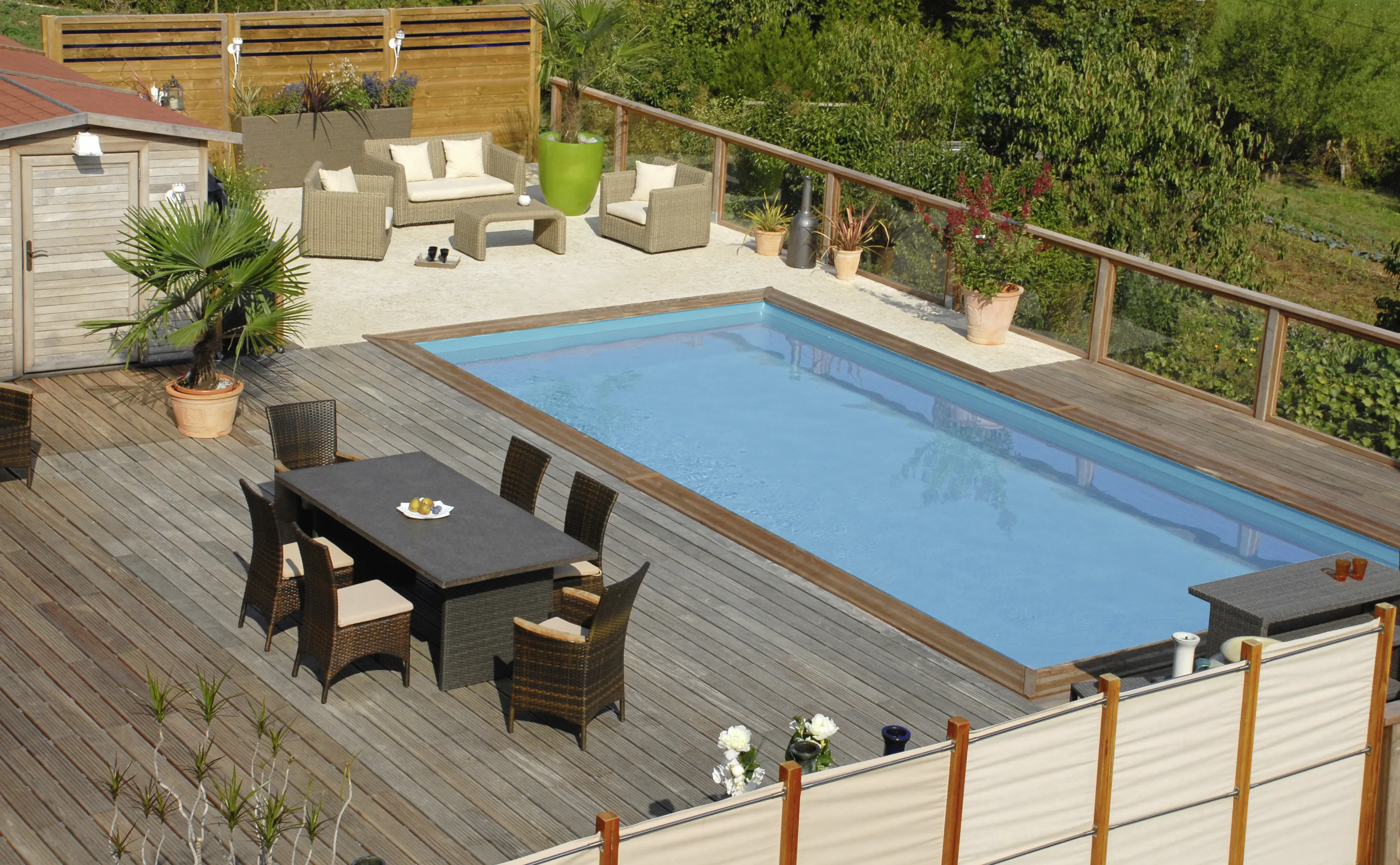 Gre Holzpool Braga Komplettset rechteckig 815 x 420 x 146 cm natur