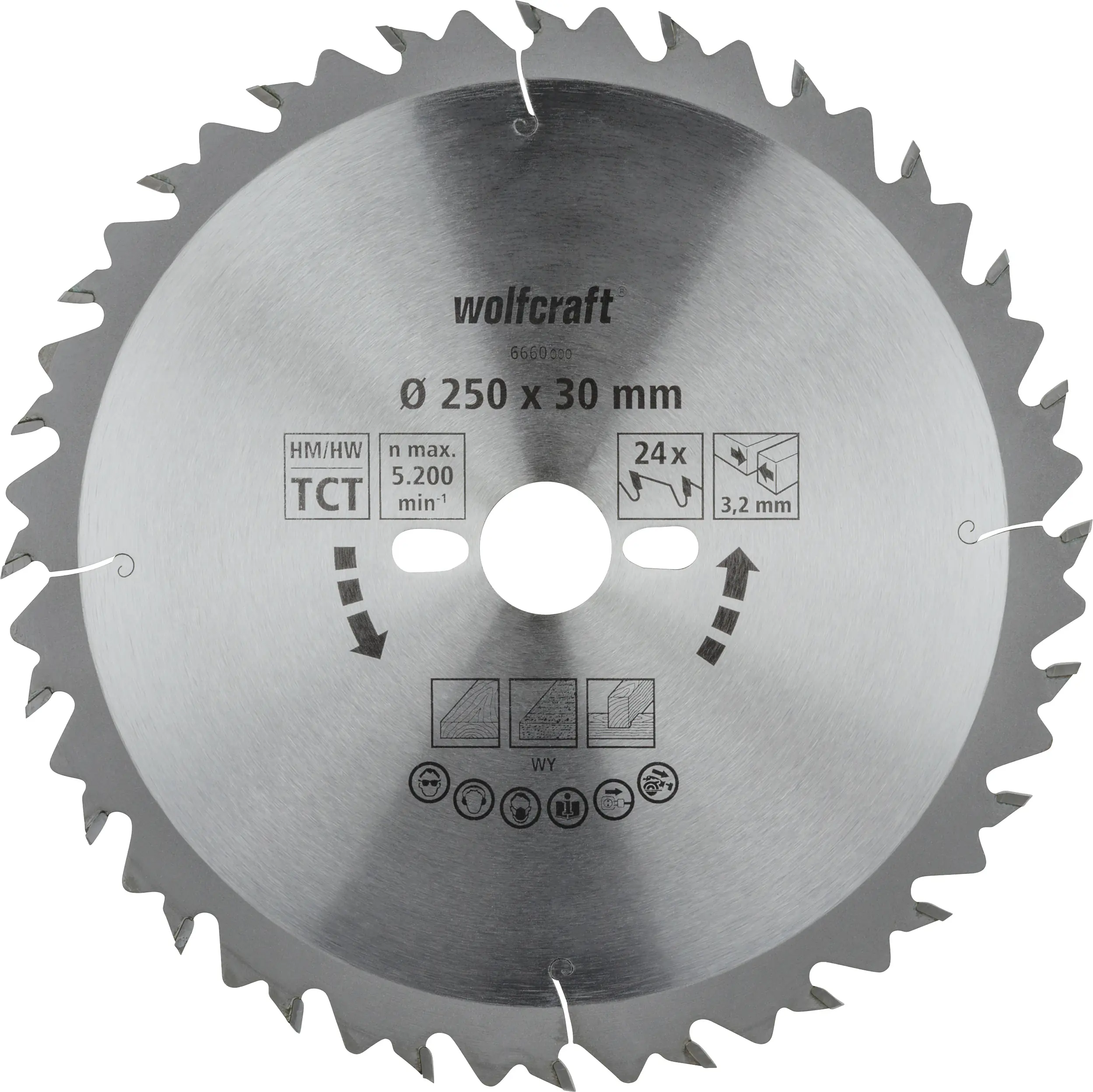 Wolfcraft Kreissägeblatt Serie grün Ø 250 mm Bohrung Ø 30 mm