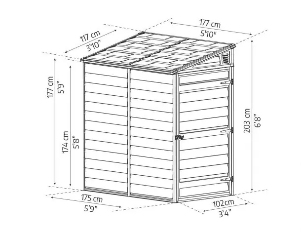 Canopia Gerätehaus Pent Alu grau 175 x 118 cm