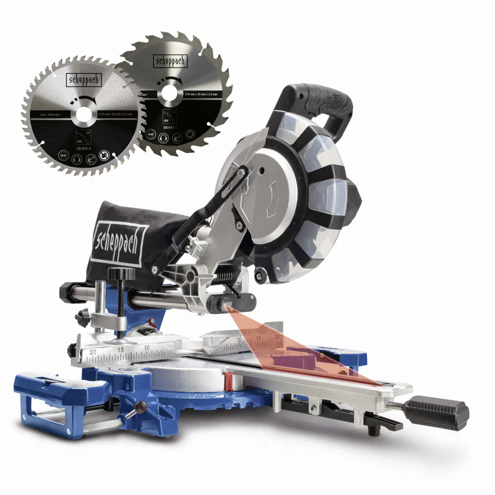 Scheppach Kapp-, Zug- und Gehrungssäge HM216SPX 2.000 W Lasermarkierhilfe