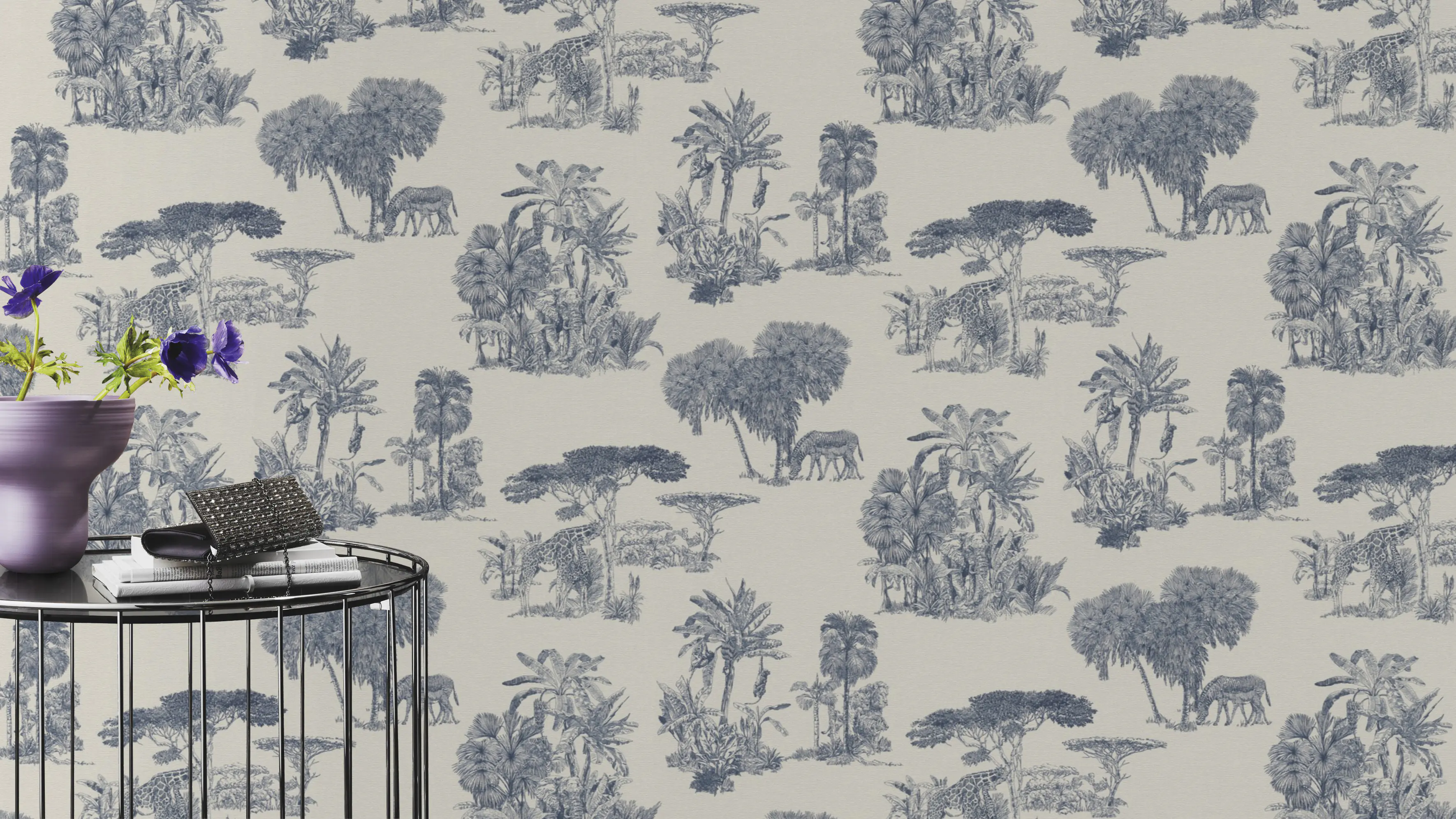 Rasch Vliestapete 555011 Blau-Indigo Muster & Motive 10,05 m x 0,53 m