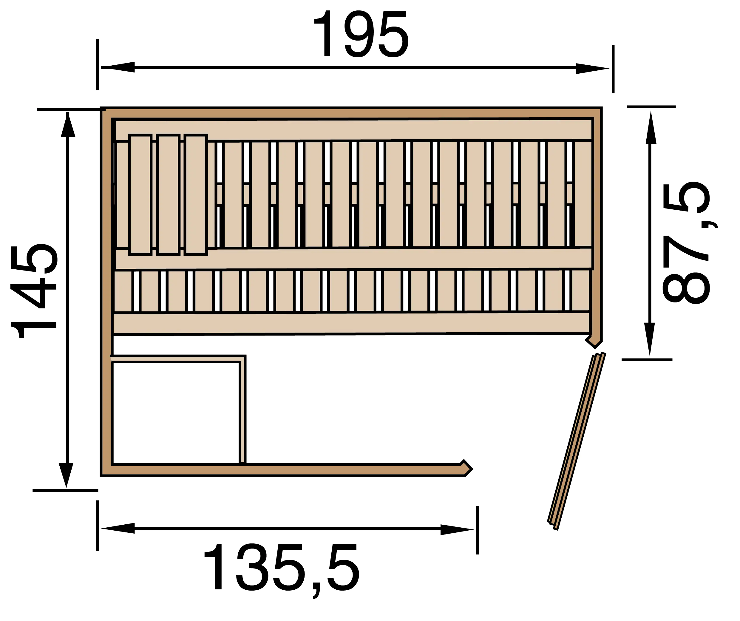 Weka Massivholz-Eck-Sauna Kemi Eck mit Glastür