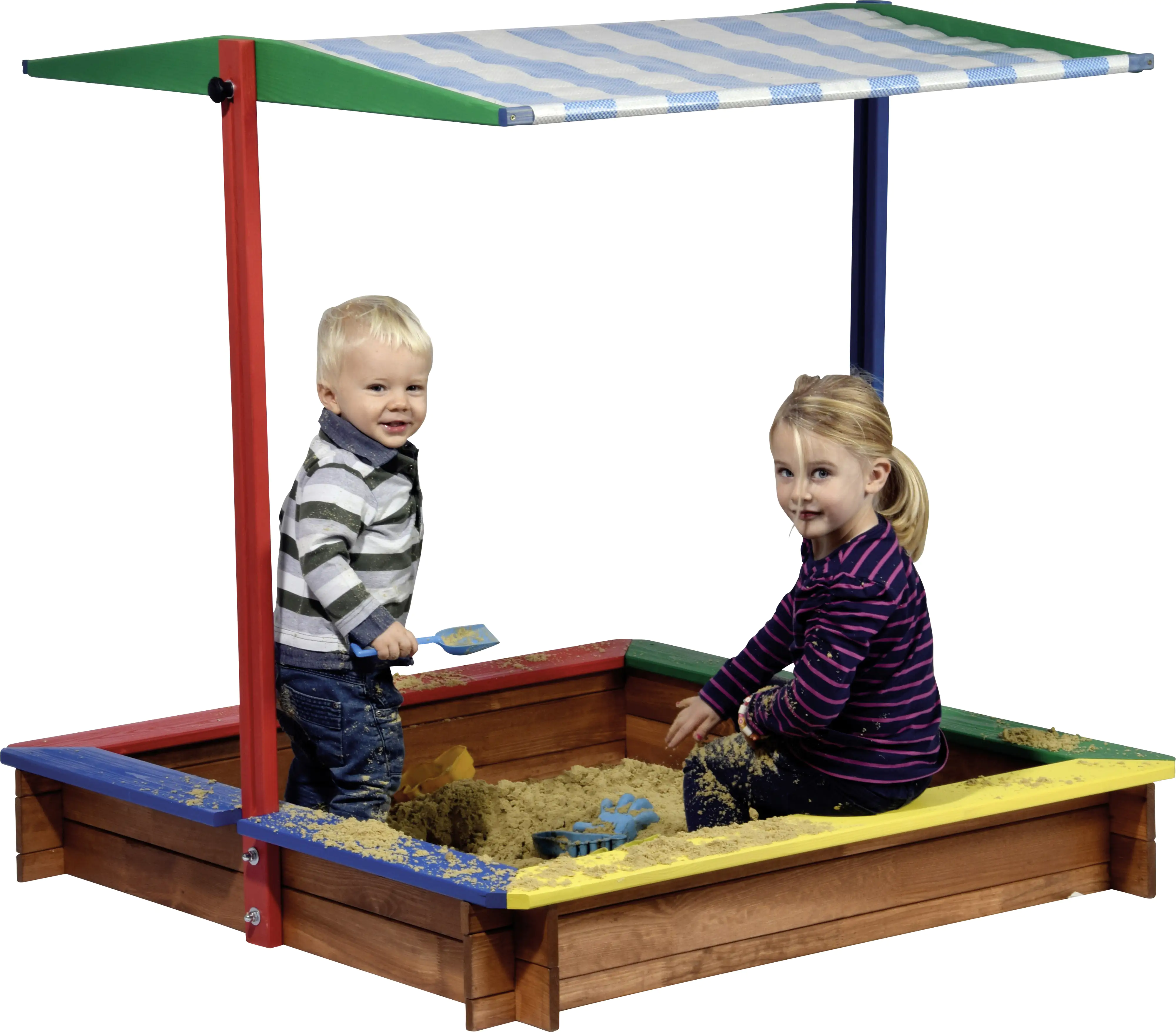 Dobar Sandkasten farbig mit Dach 120 x 120 x 120 cm