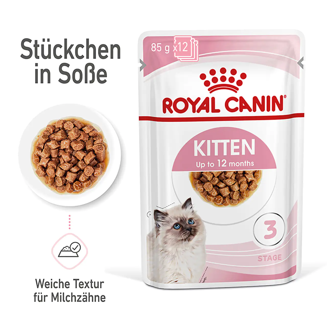 Royal Canin Katzenfutter Kitten feine Stückchen in Soße 85 g