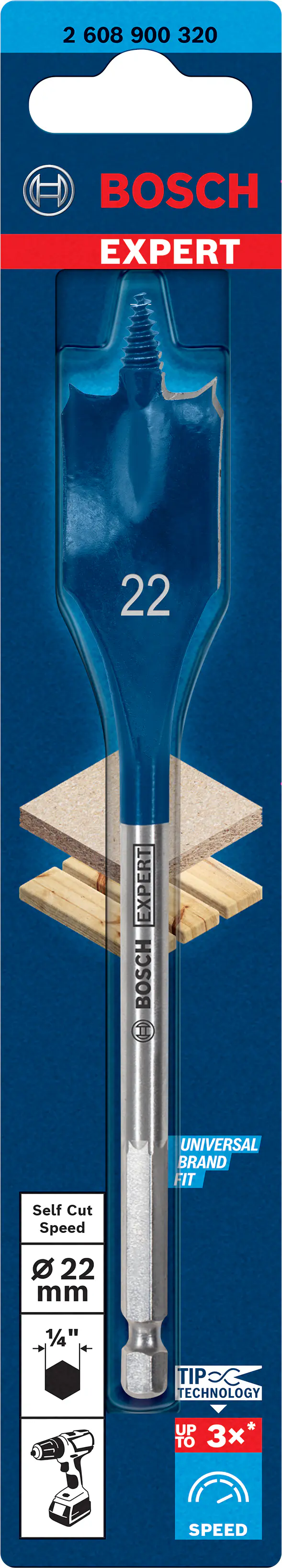 Bosch Expert Self Cut Speed Flachfräsbohrer 22 x 152 mm