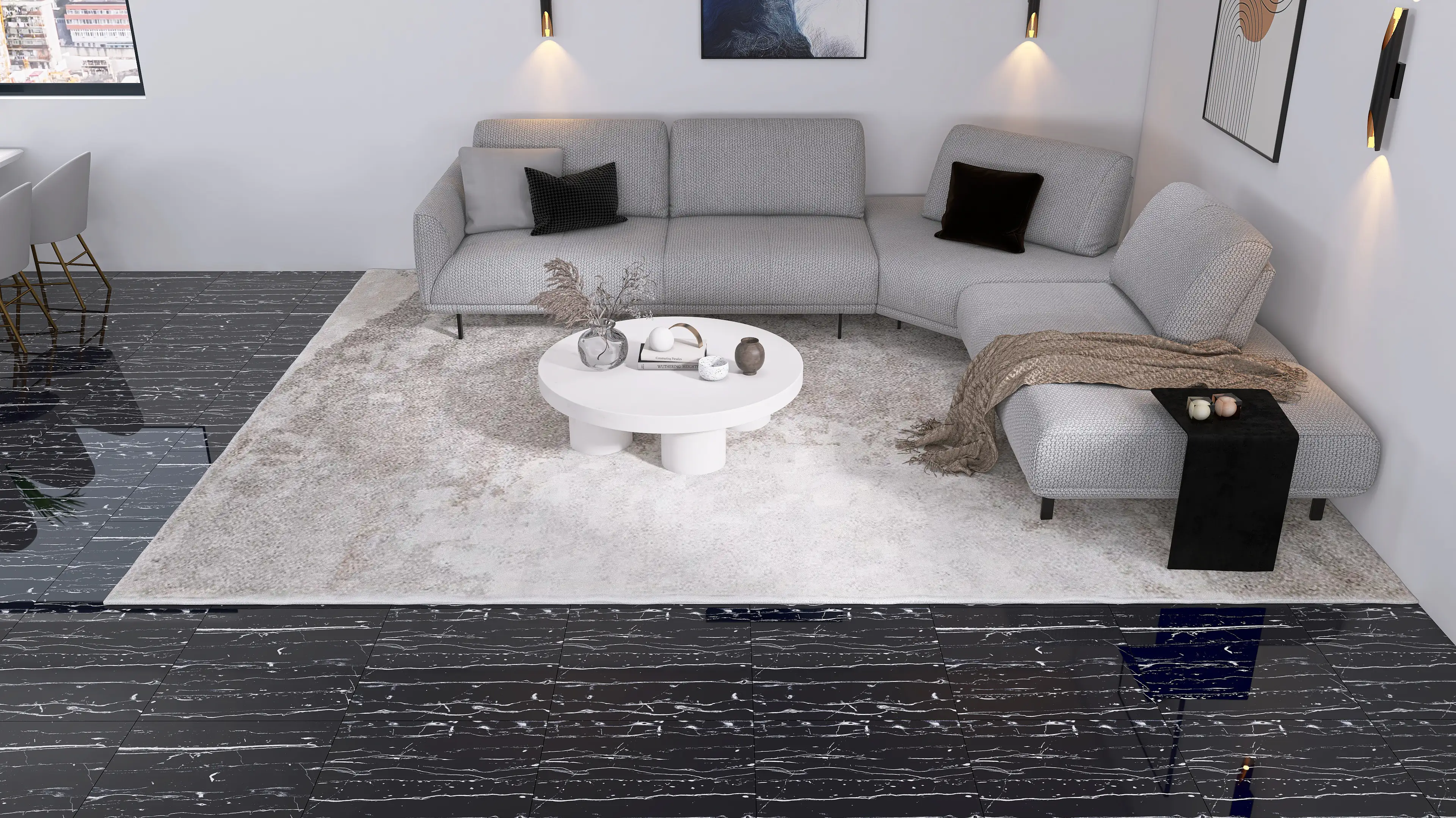 Bodenfliese Feinsteinzeug Prothro Black 60 x 60 cm schwarz
