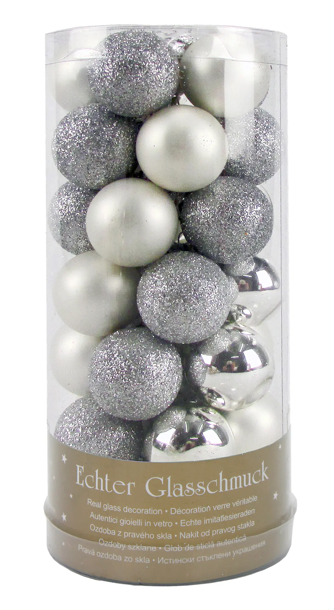 Weihnachtskugeln aus Glas Ø 2,5 cm silber 35 Stück