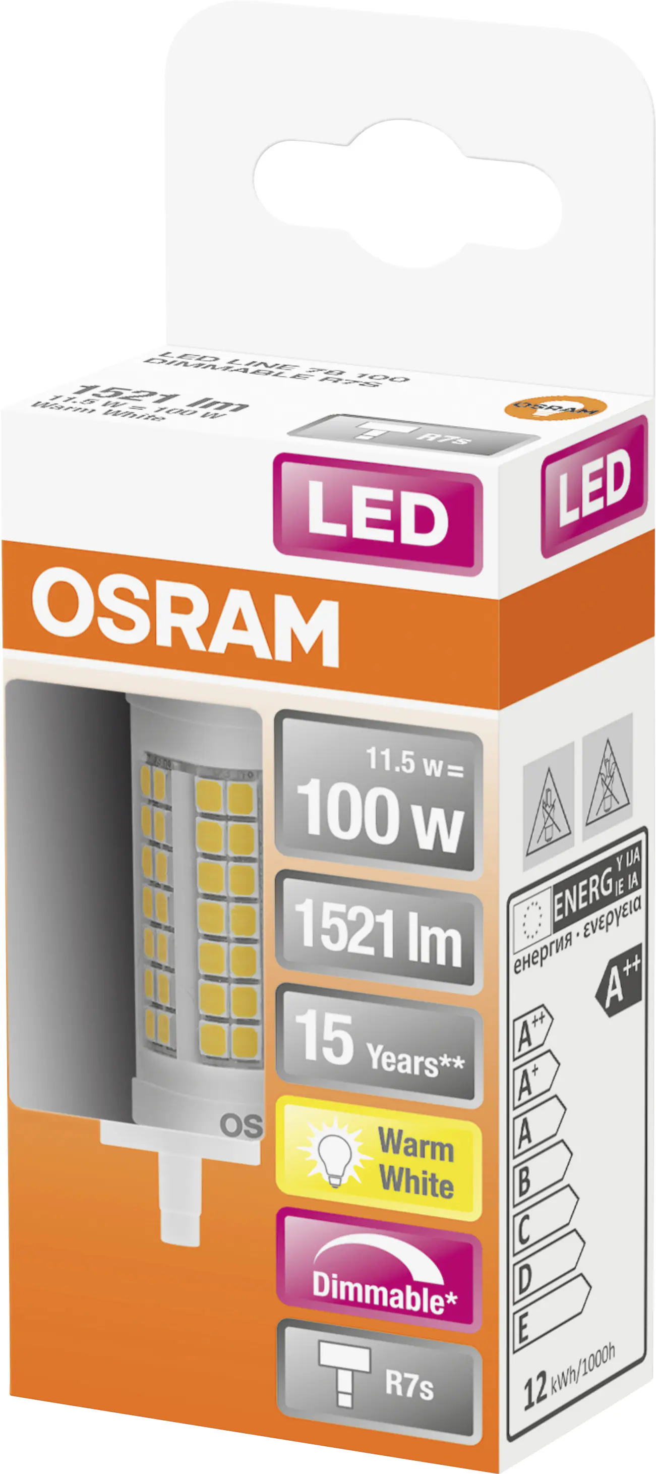 Osram LED Stablampe Superstar Line 78 R7s 11,5W warmweiß, dimmbar, klar