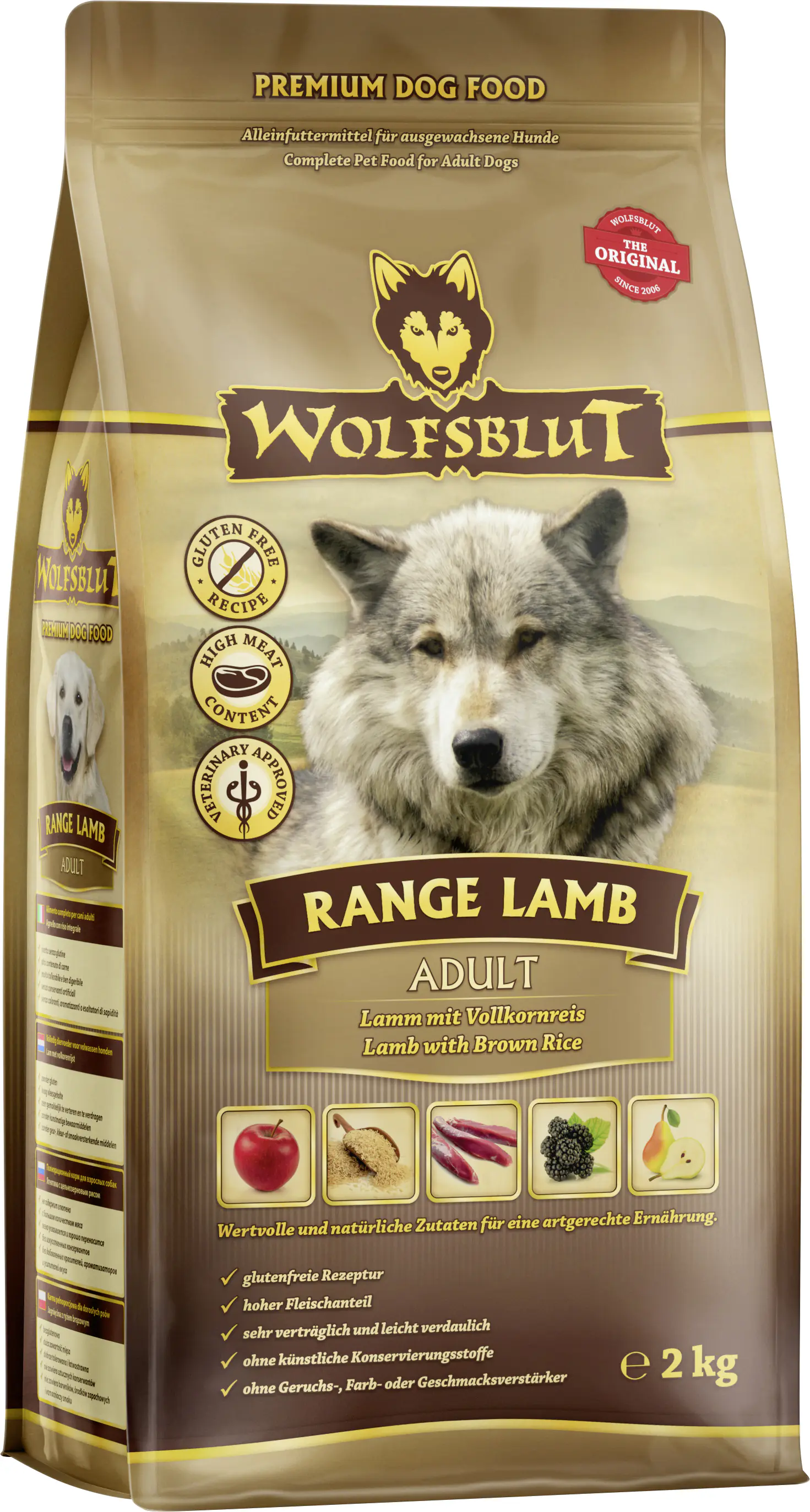 Wolfsblut Range Lamb Hundetrockenfutter Adult glutenfrei 2 kg Lamm