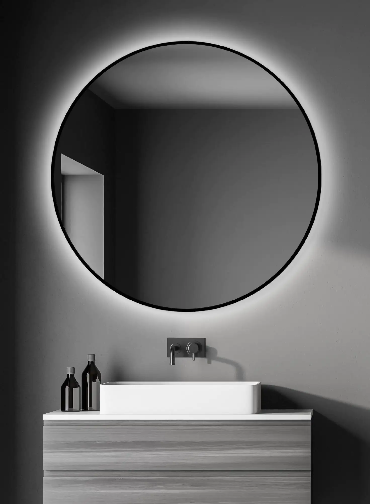 DSK LED Lichtspiegel Silver Globo Ø100 cm, schwarz