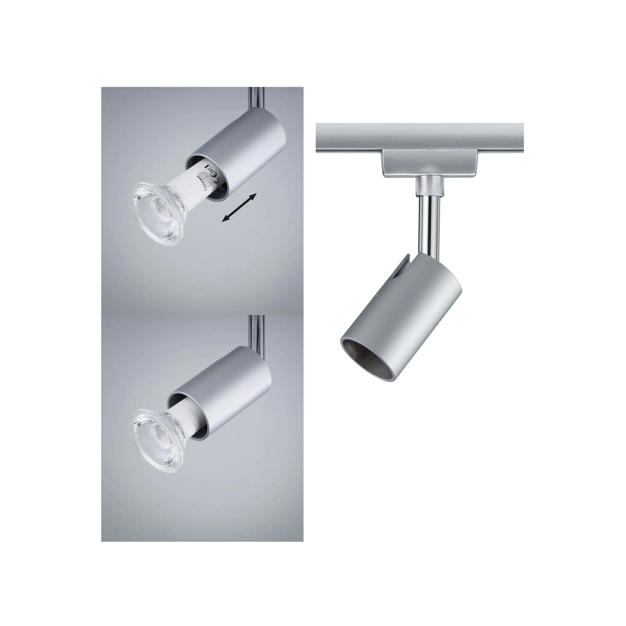 Paulmann URail Schienenspot Pure l chrom-matt 11 x 5,8 cm GU10 10 W dimmbar