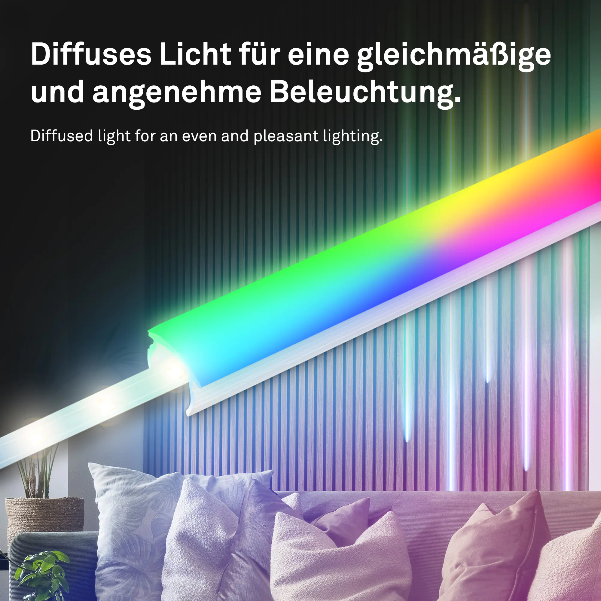 PC Profil Diffusor für Akustikpaneele Kunstoff 130 cm Milchglas Optik 16-17 mm