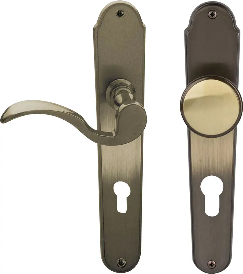Südmetall Türgriff-Garnitur Langschild Panda PZ Messing brüniert Drücker links bronze 225 x 45 mm