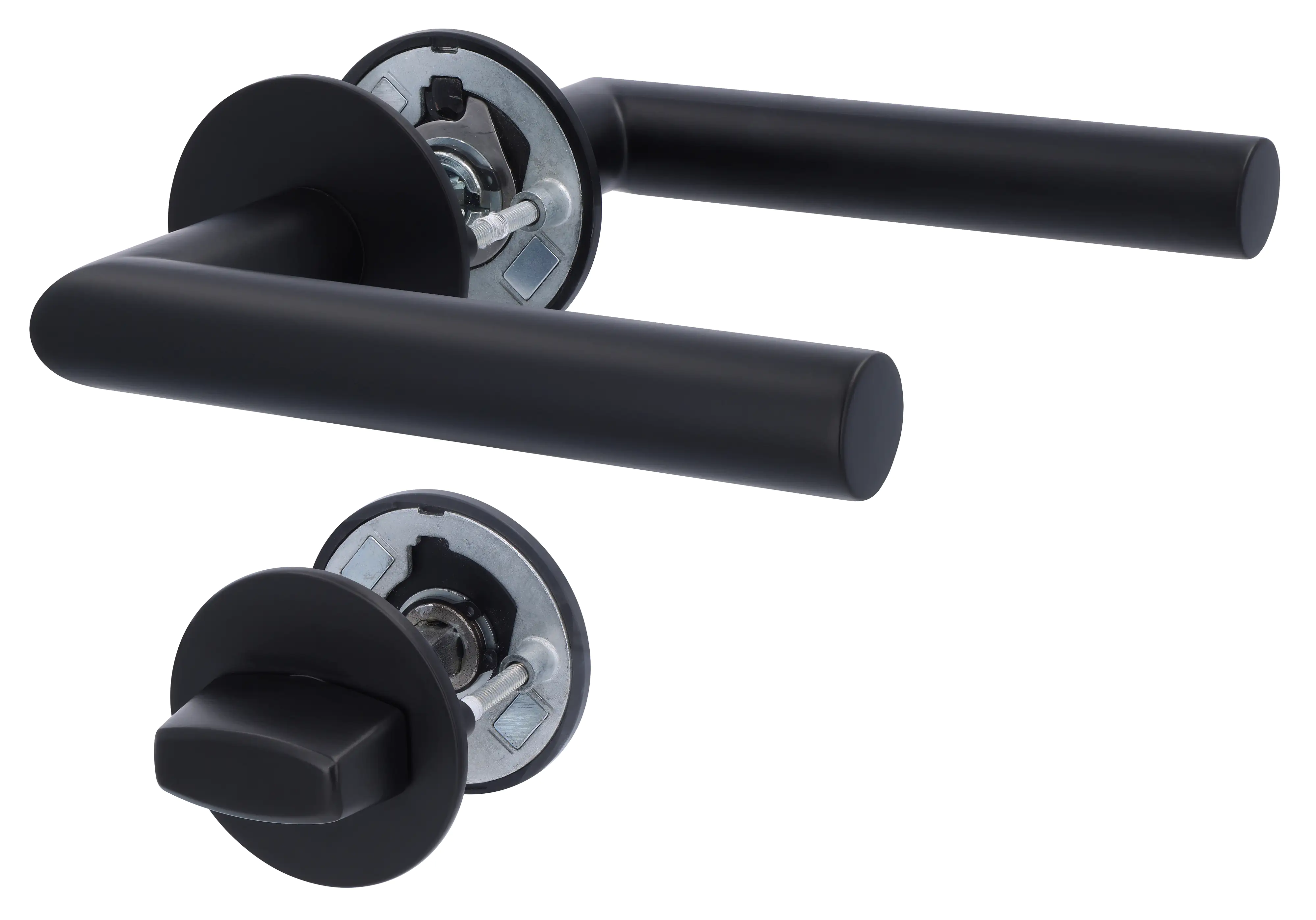 Alpertec WC-Rosettengarnitur Fair I Flat Magnet Edelstahl schwarz rund