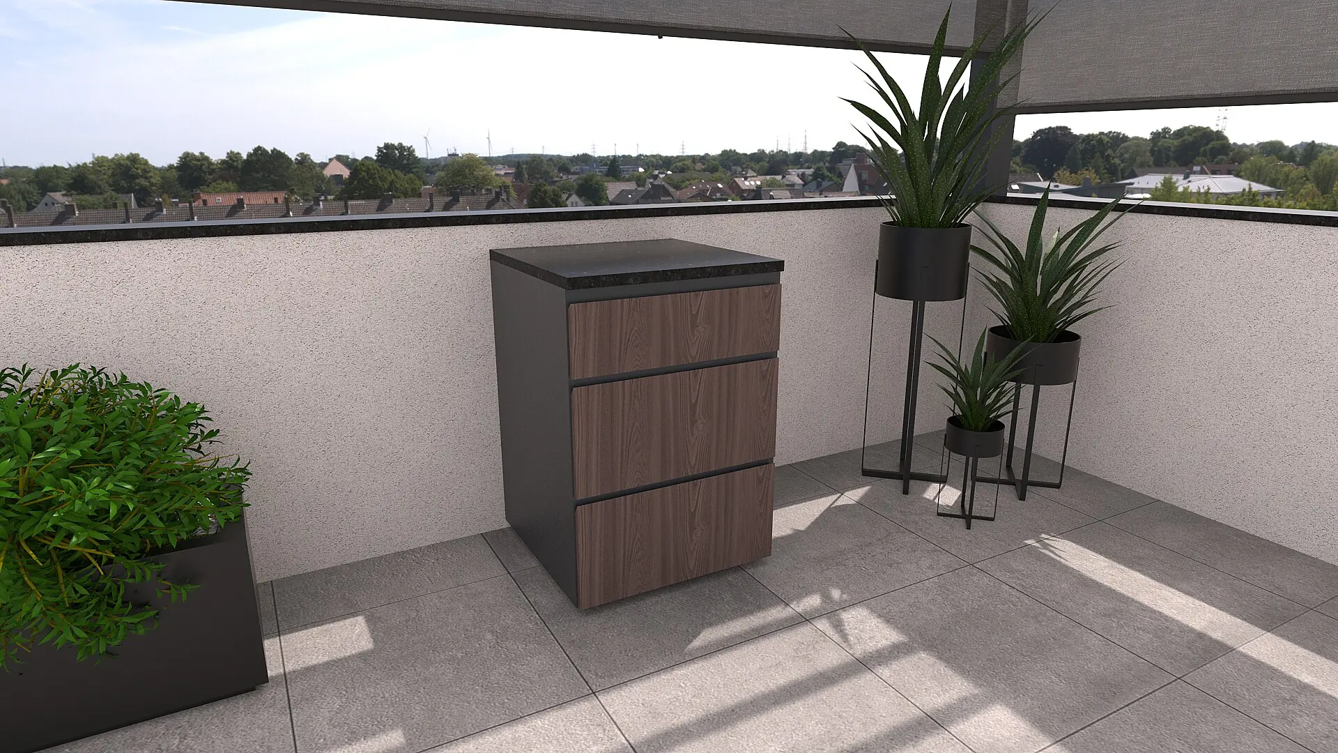 Bellano Living Element für Outdoorküchen inkl. 3 Schubladen walnuss granit