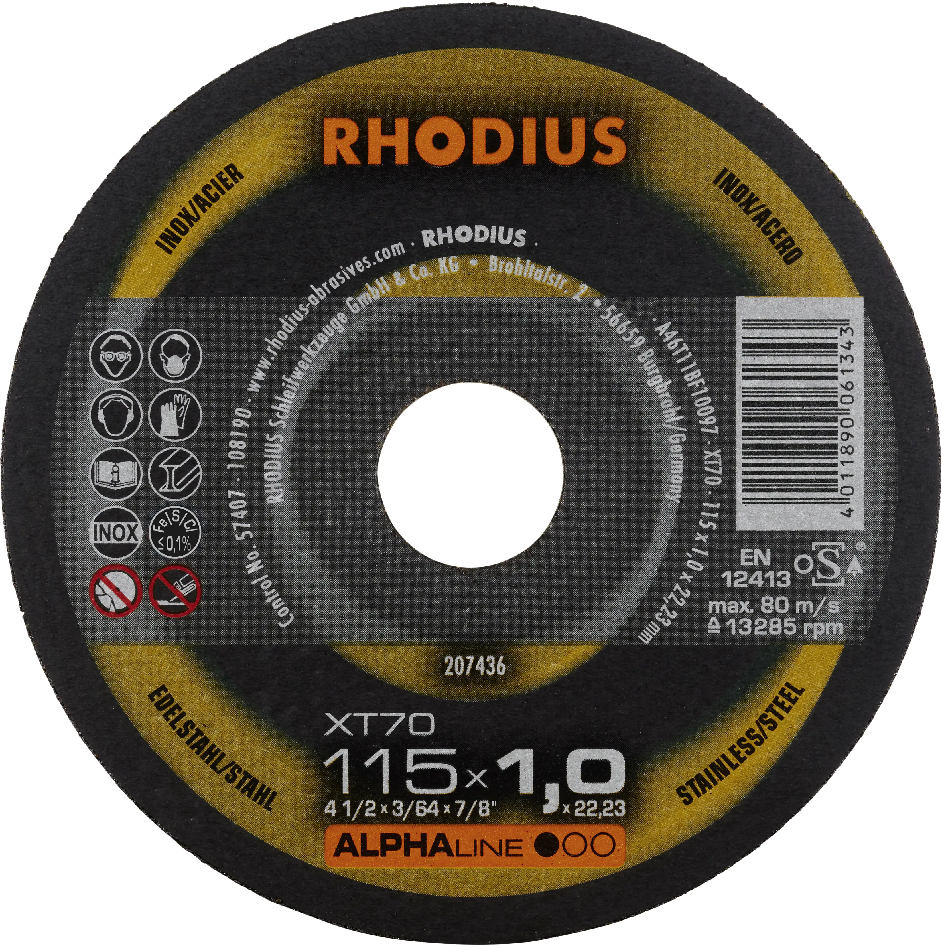 Rhodius Trennscheibe extradünn XT70 Ø 115 mm Bohrung 22,23 mm