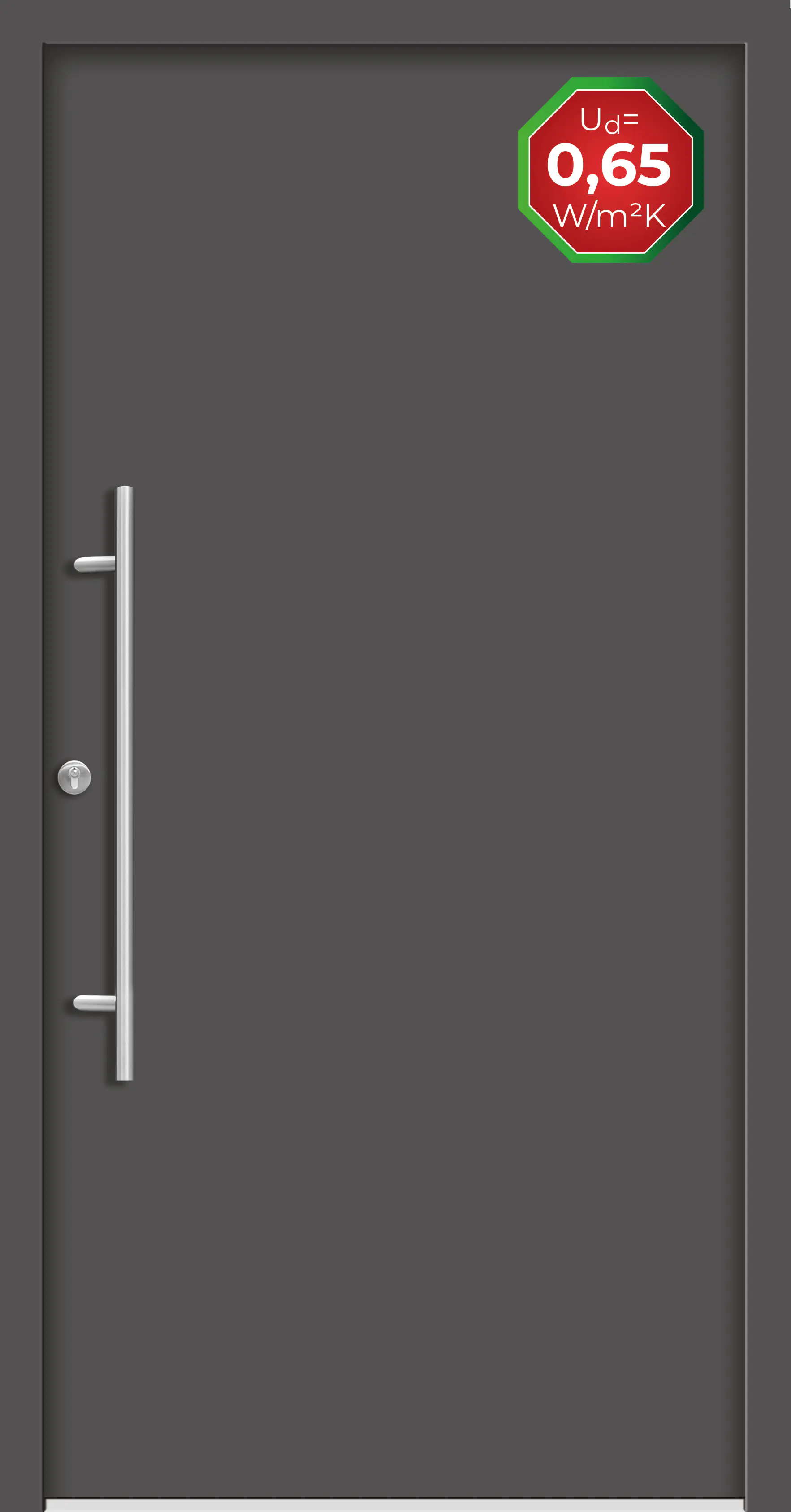 Splendoor Haustür Passivedoor Premium B05 Anthrazit DIN Links 100 x 210 cm